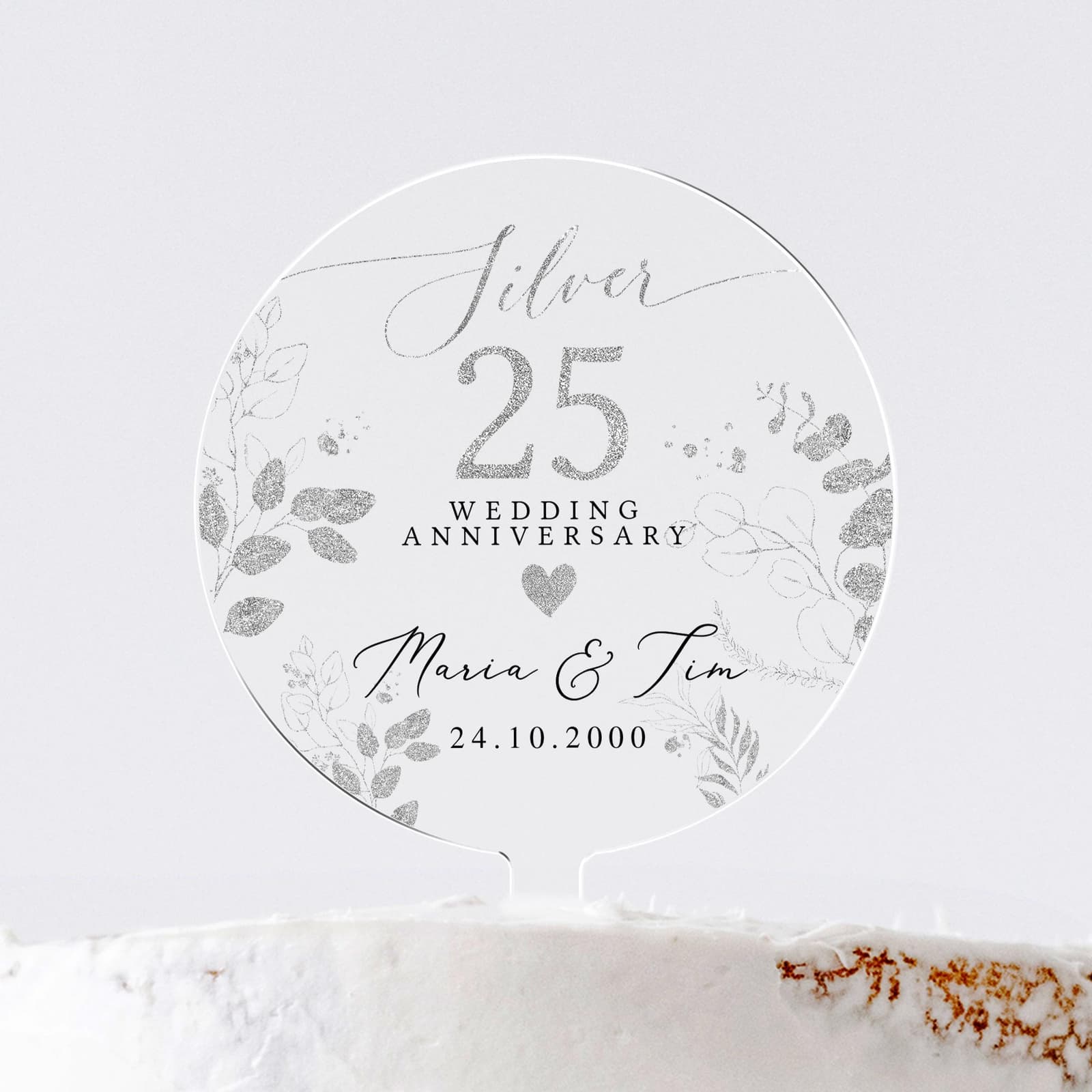Cake topper personalizado para bodas de plata, foto 3