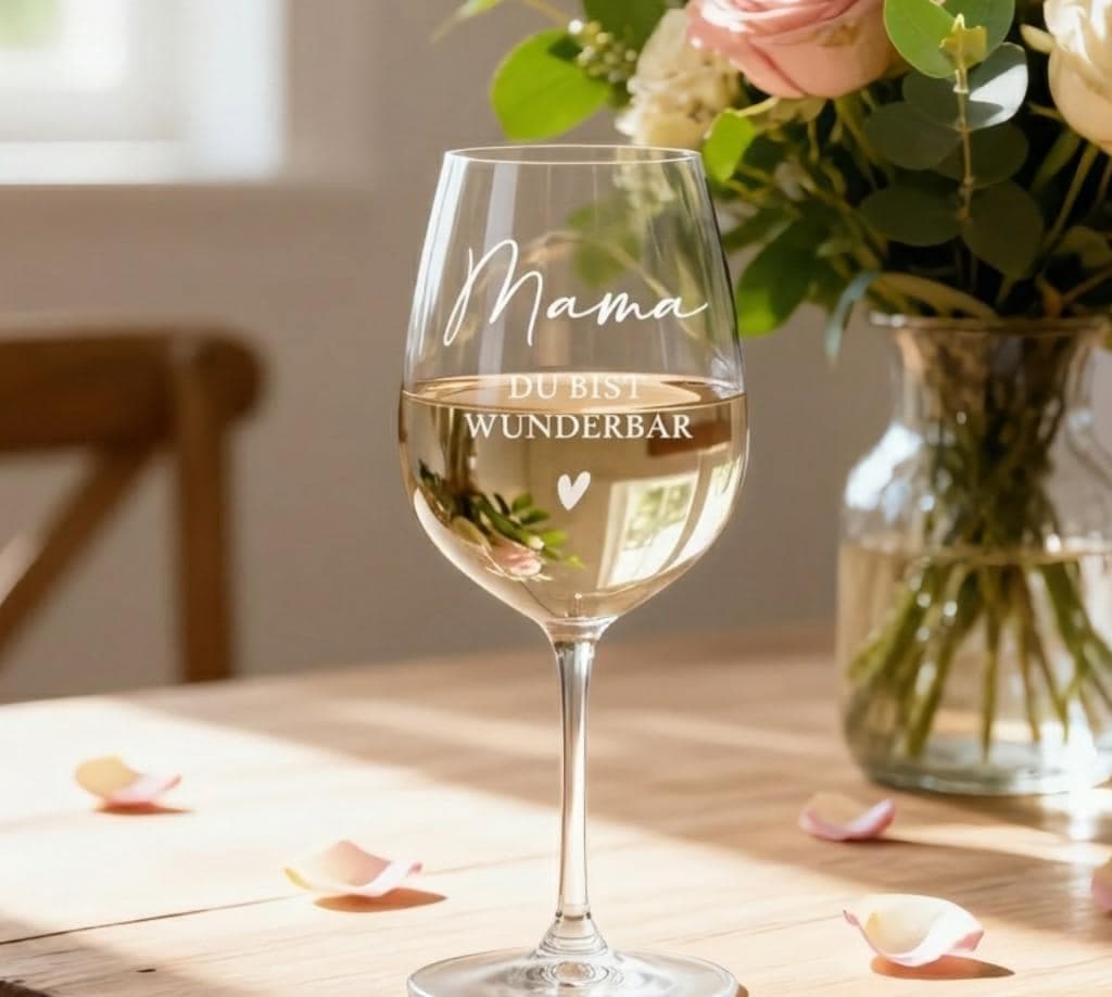 Copa de vino grabada para madres y abuelas