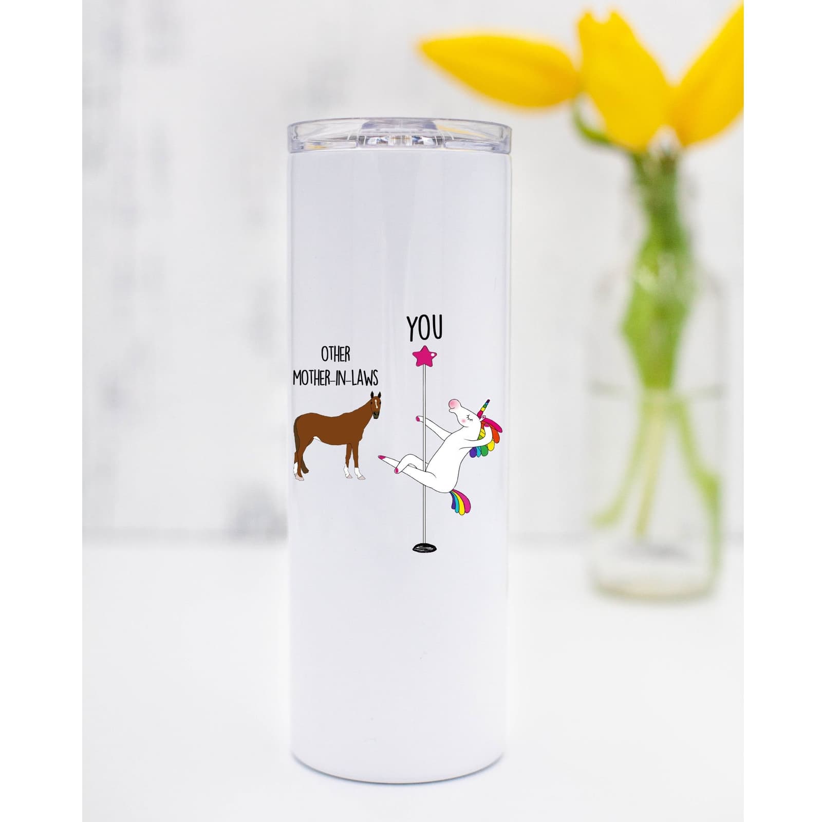 Vaso térmico divertido para suegra con diseño de unicornio, foto 9,