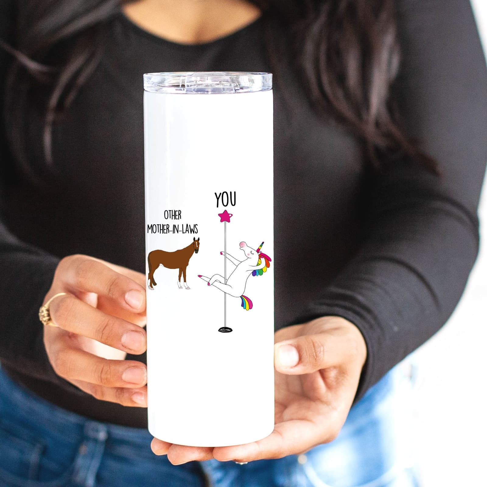 Vaso térmico divertido para suegra con diseño de unicornio, foto 4,