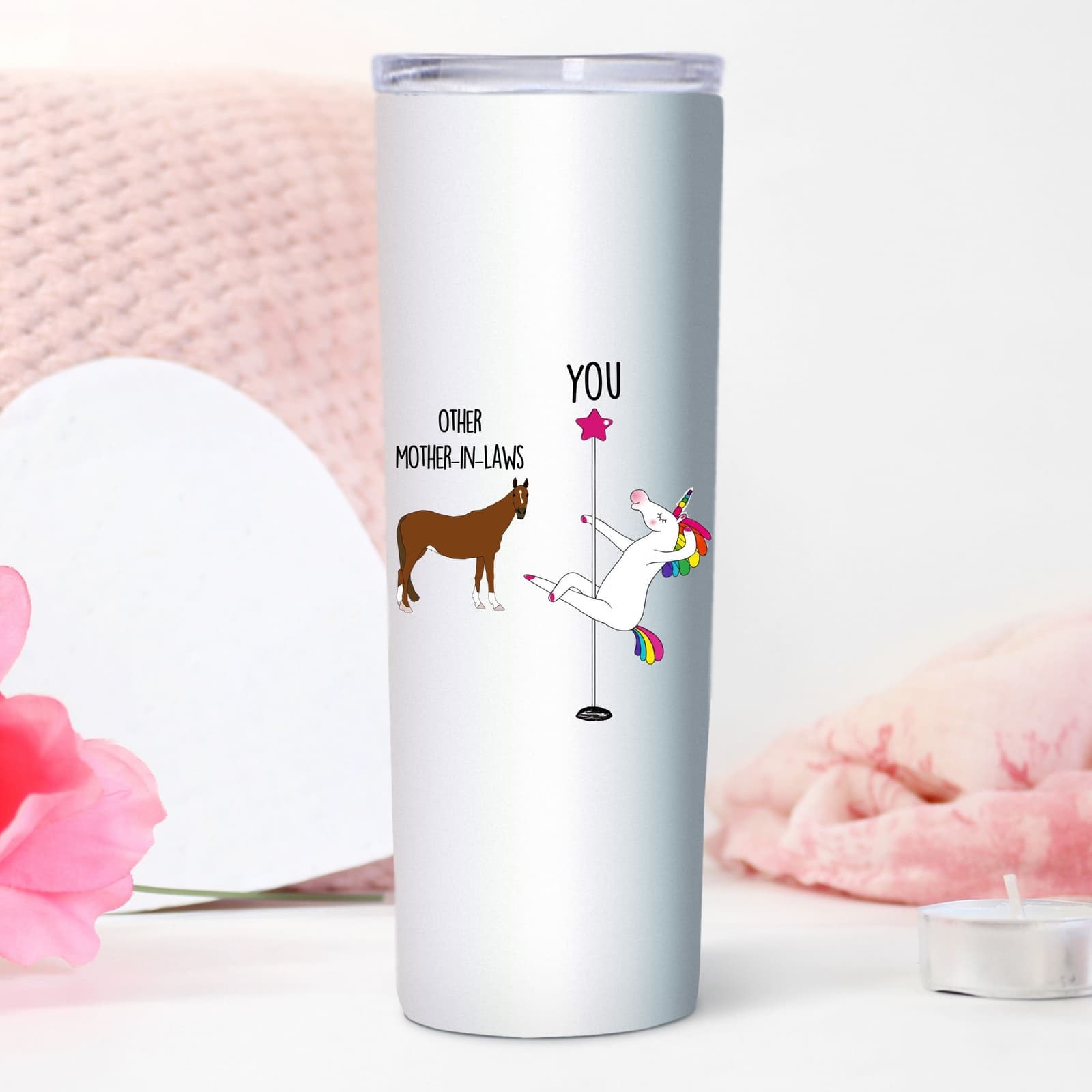 Vaso térmico divertido para suegra con diseño de unicornio, foto 5,