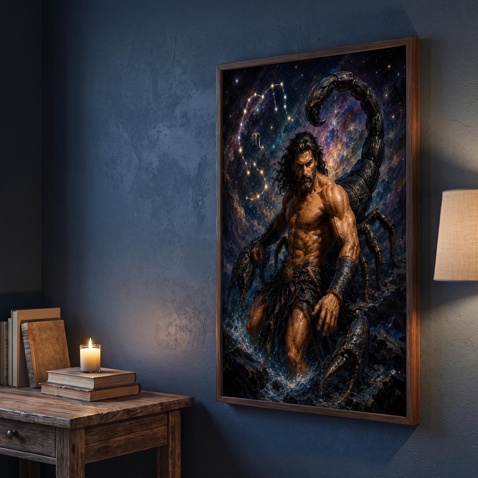Gallery wrap canvas depth — scorpio zodiac art, ready to hang, no frame needed