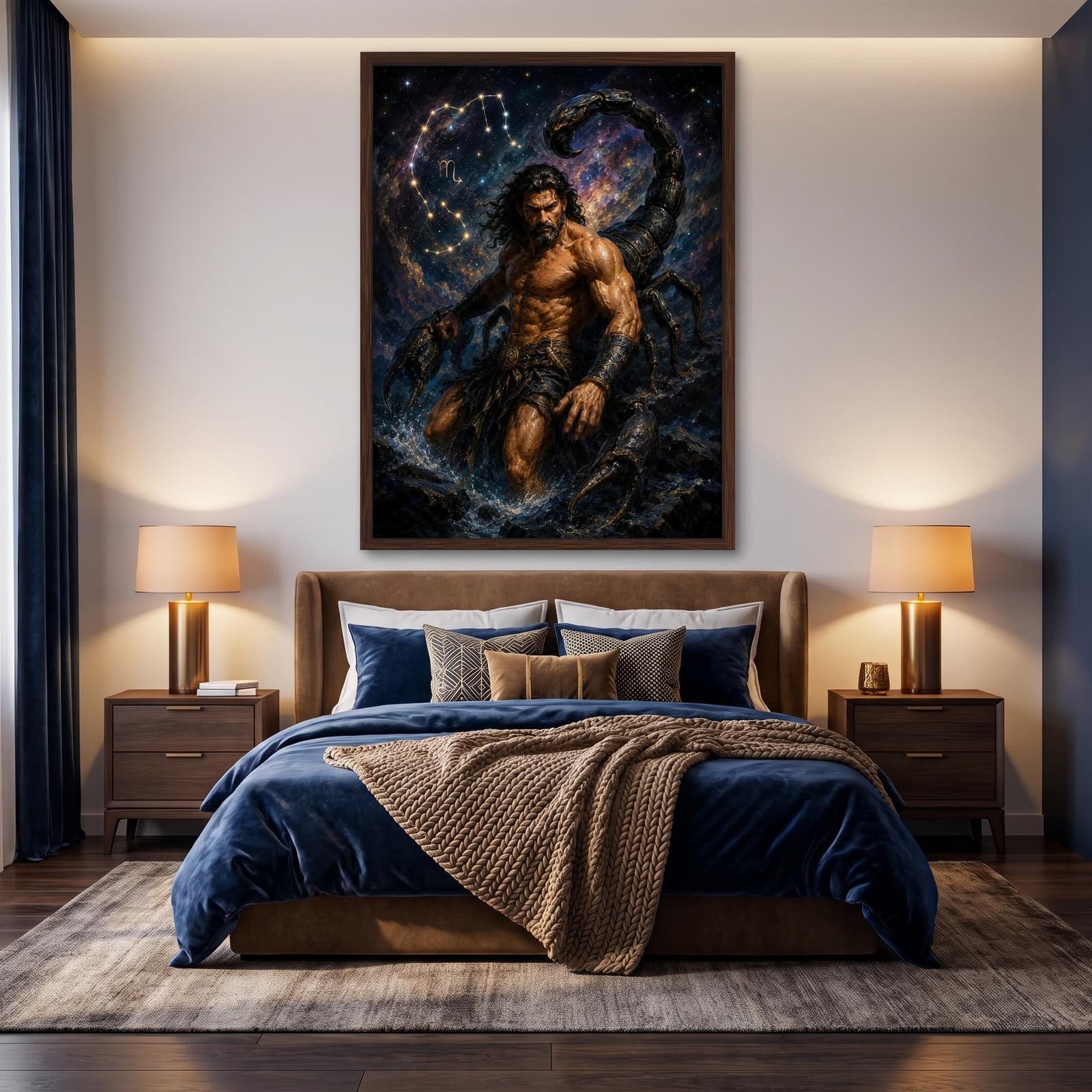 Gallery wrap canvas depth — scorpio zodiac art, ready to hang, no frame needed
