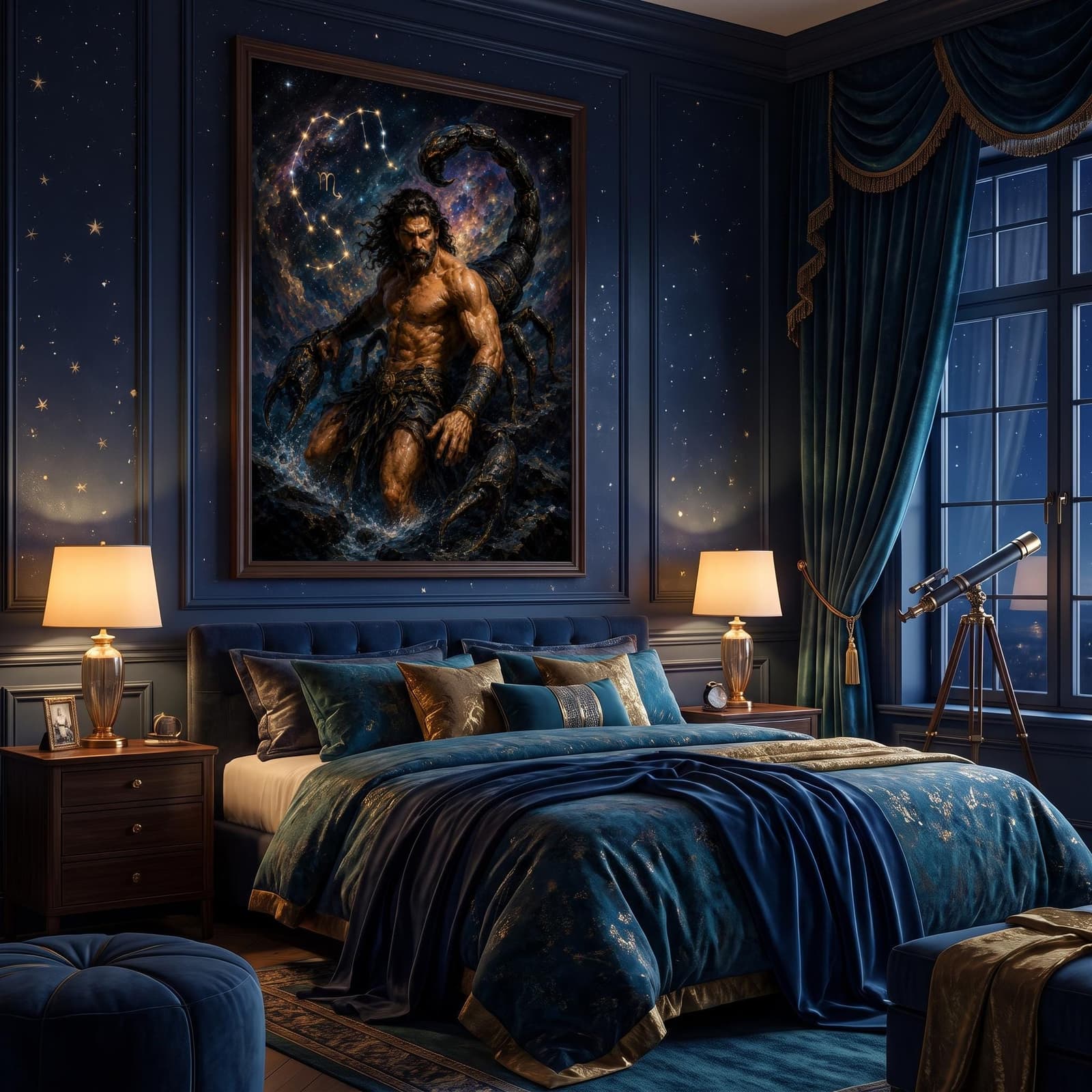 Zodiac wall art canvas print — modern gothic bedroom