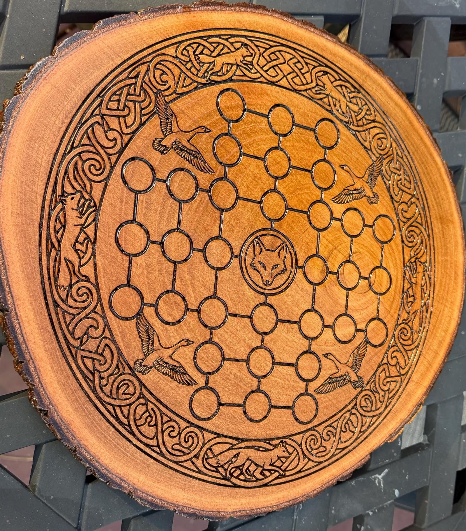 Juego de mesa medieval Fox and Geese artesanal de madera, foto 14