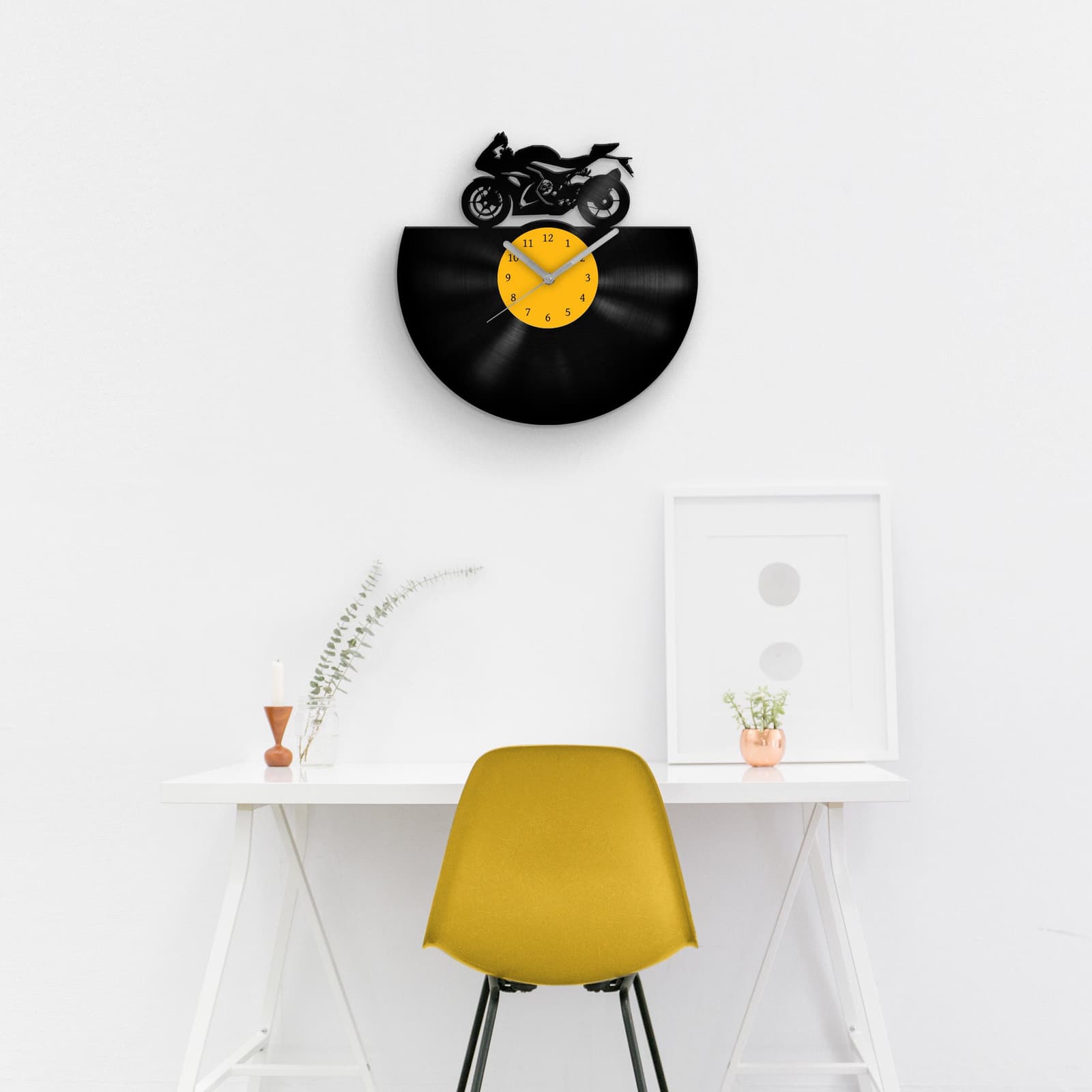 Reloj de pared de vinilo con moto, foto 3