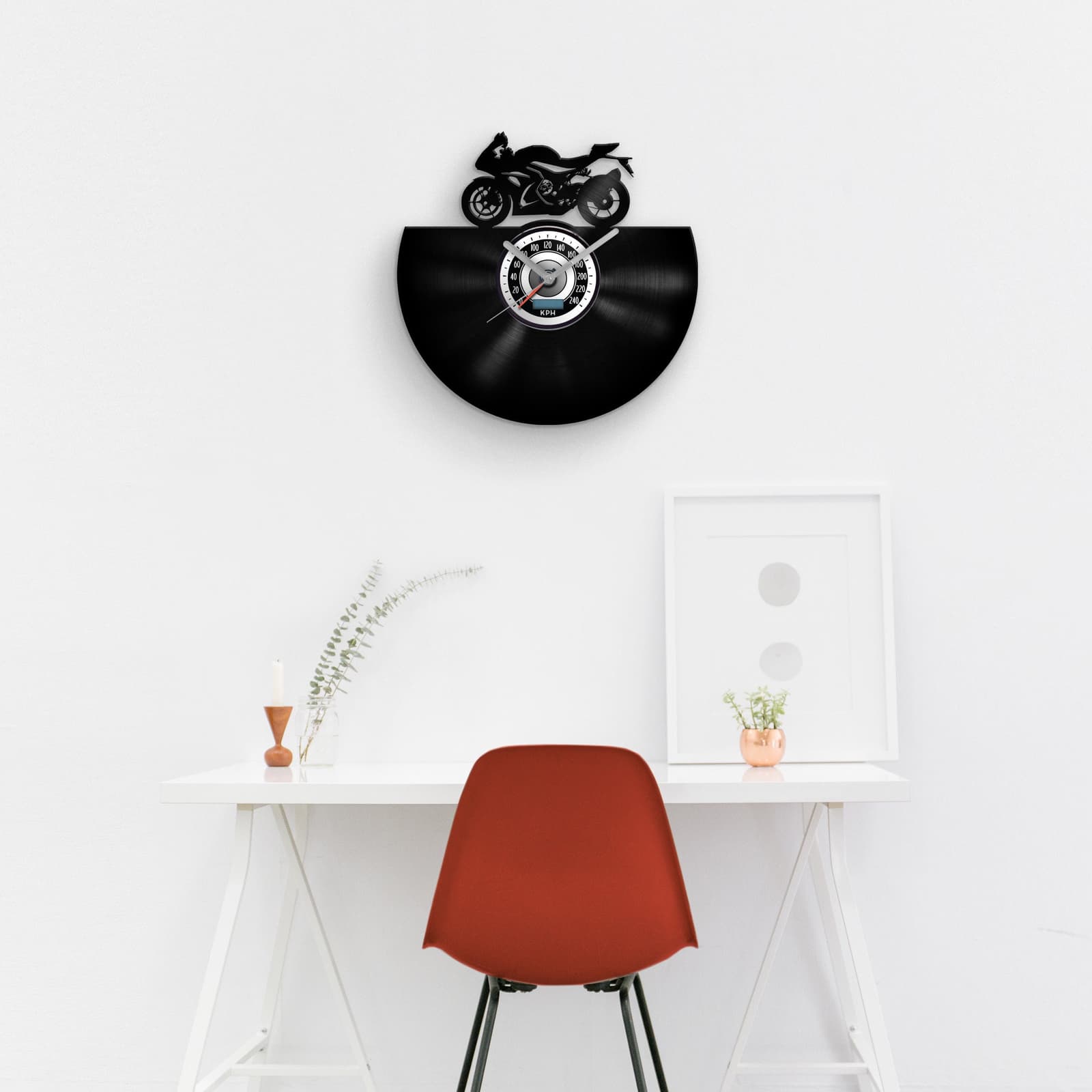Reloj de pared de vinilo con moto, foto 7