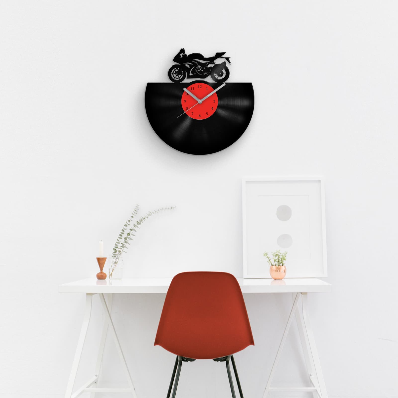 Reloj de pared de vinilo con moto, foto 10