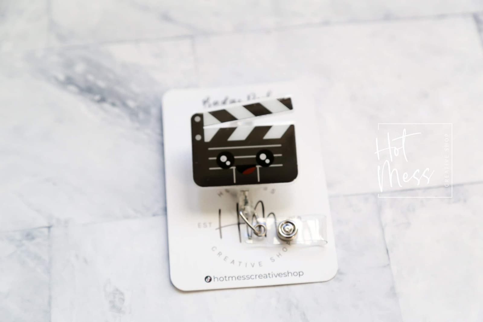 Portatarjetas retráctil de claqueta de cine, foto 2