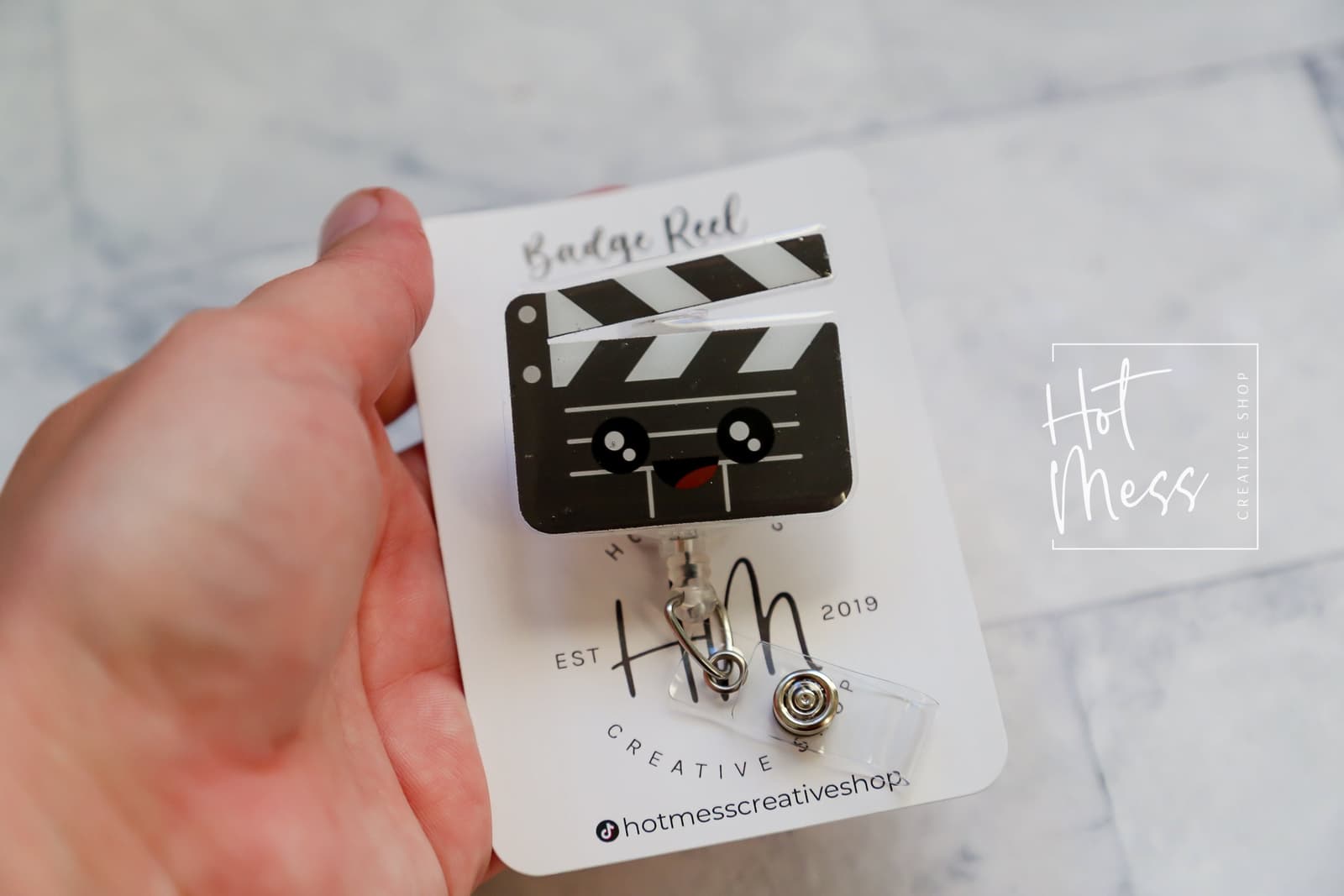 Portatarjetas retráctil de claqueta de cine, foto 3