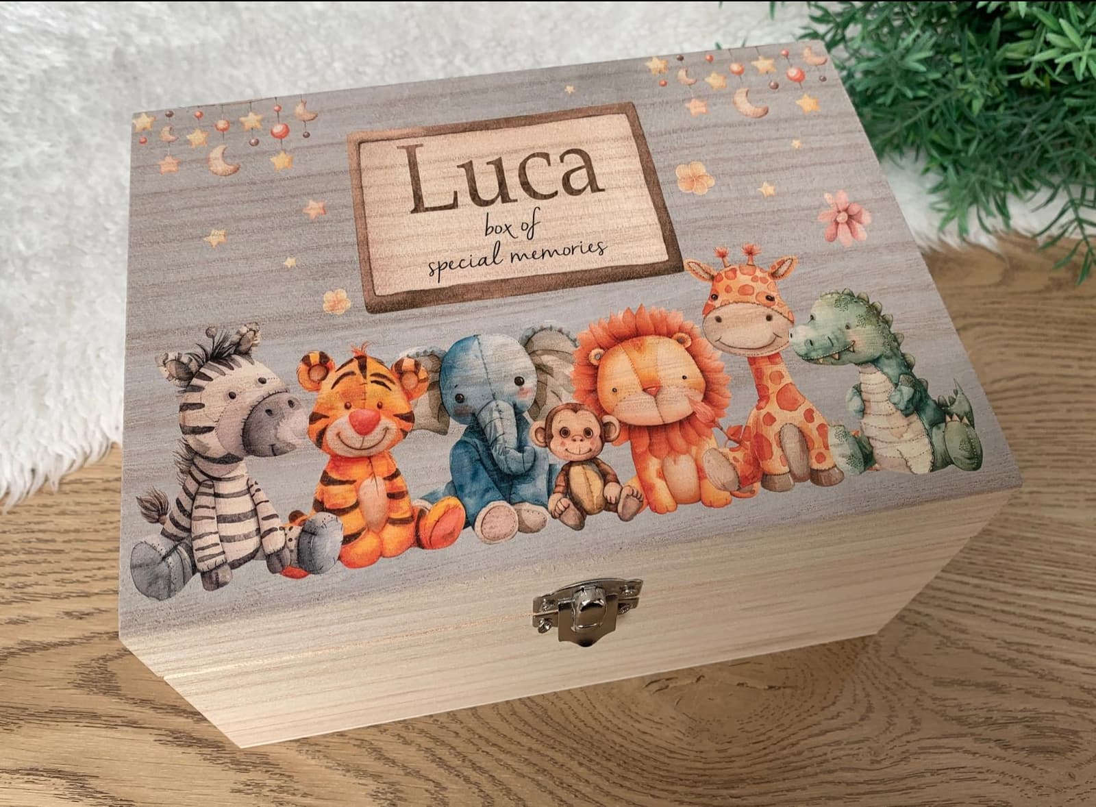 Caja de recuerdos infantil de animales de la selva, foto 6