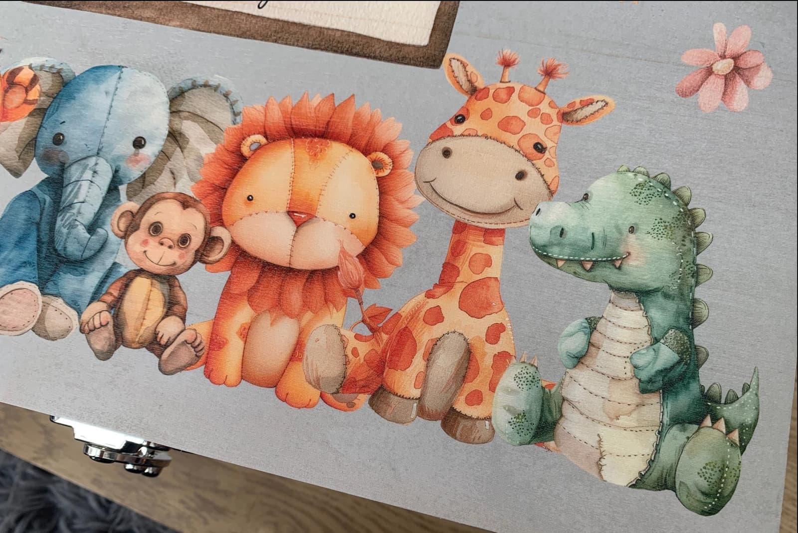 Caja de recuerdos infantil de animales de la selva, foto 3