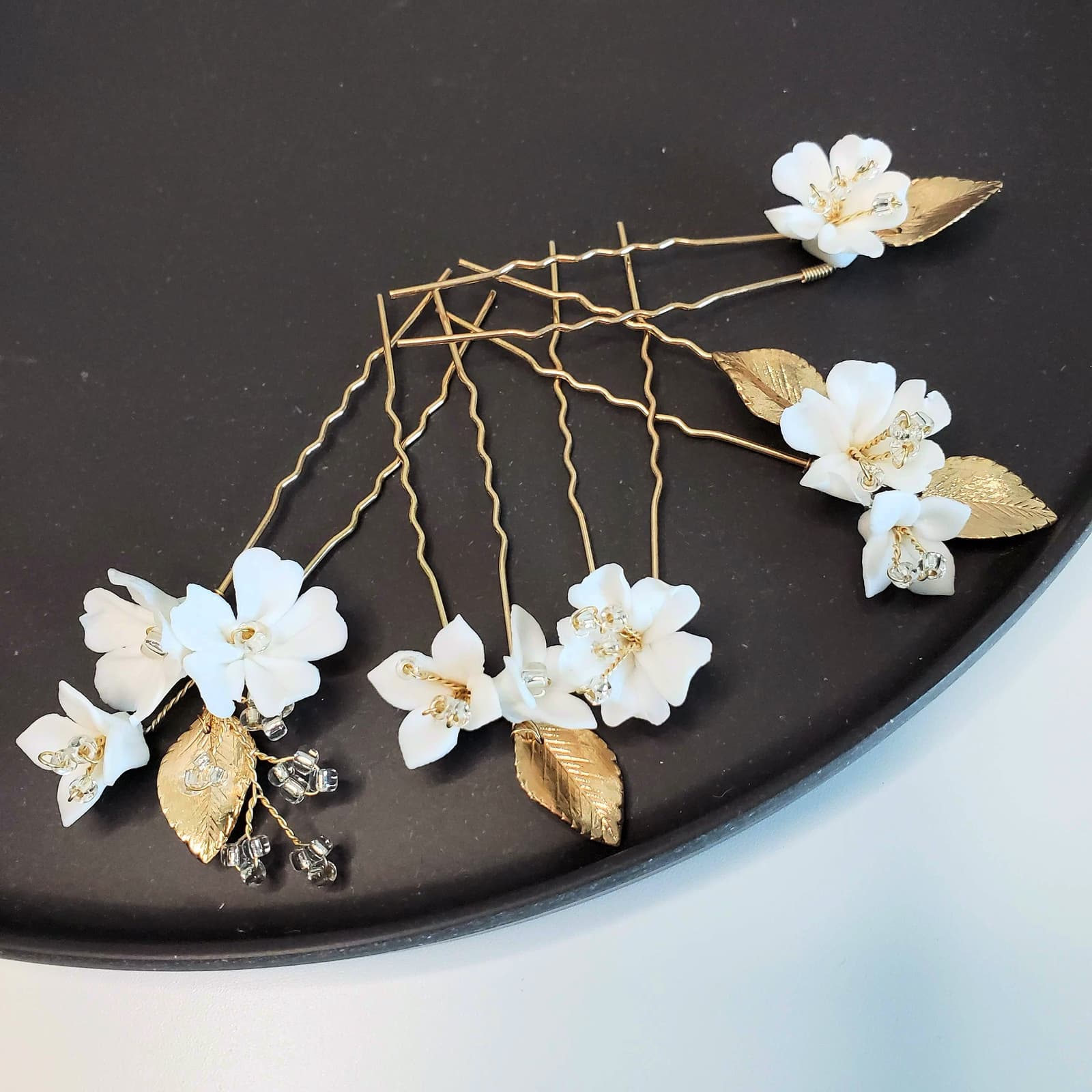 Set de horquillas de cerámica floral para bodas, foto 3