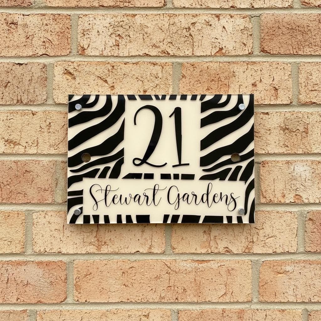 Stylish house sign with custom number and street name