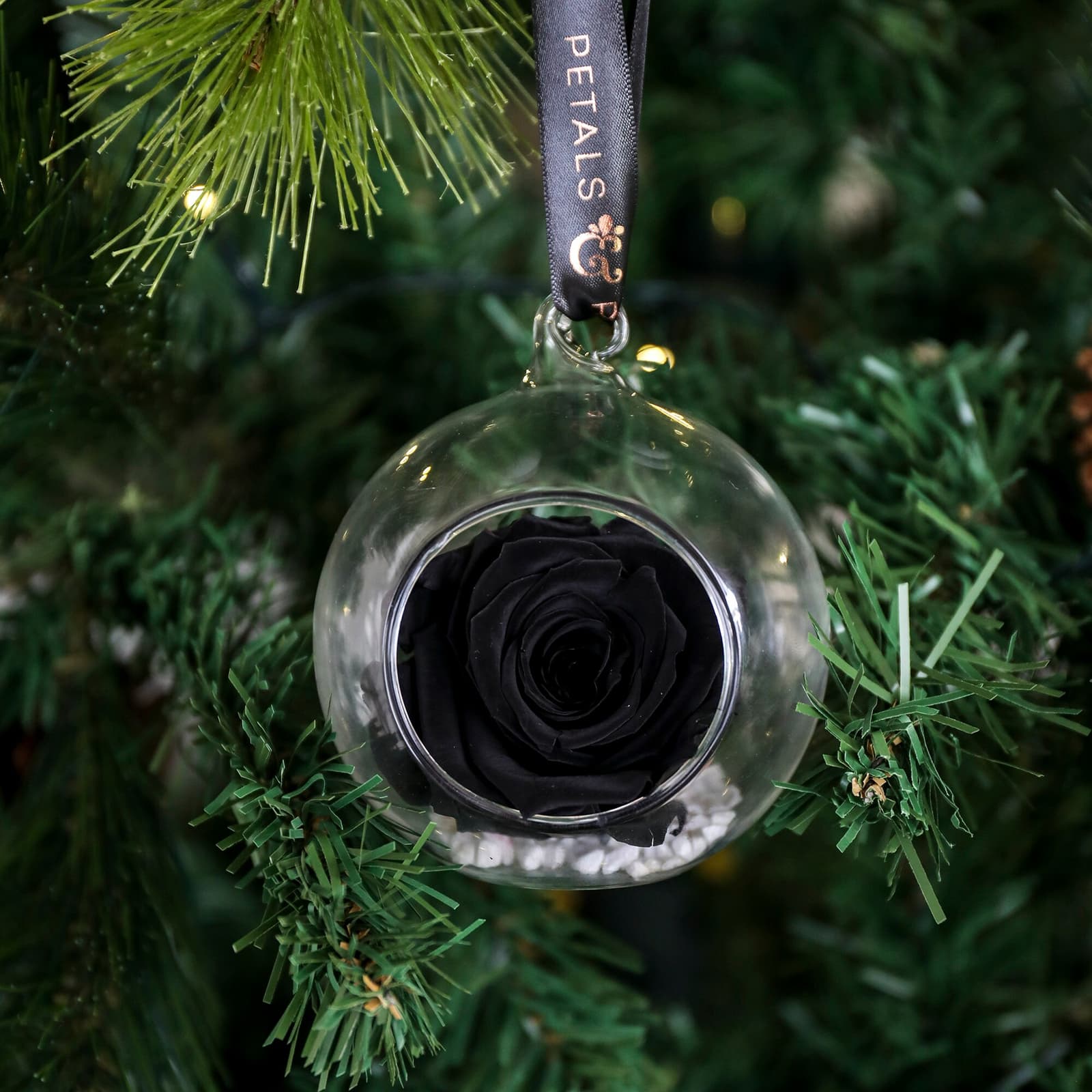 Bola de Navidad con Rosa Eterna Negra, foto 5
