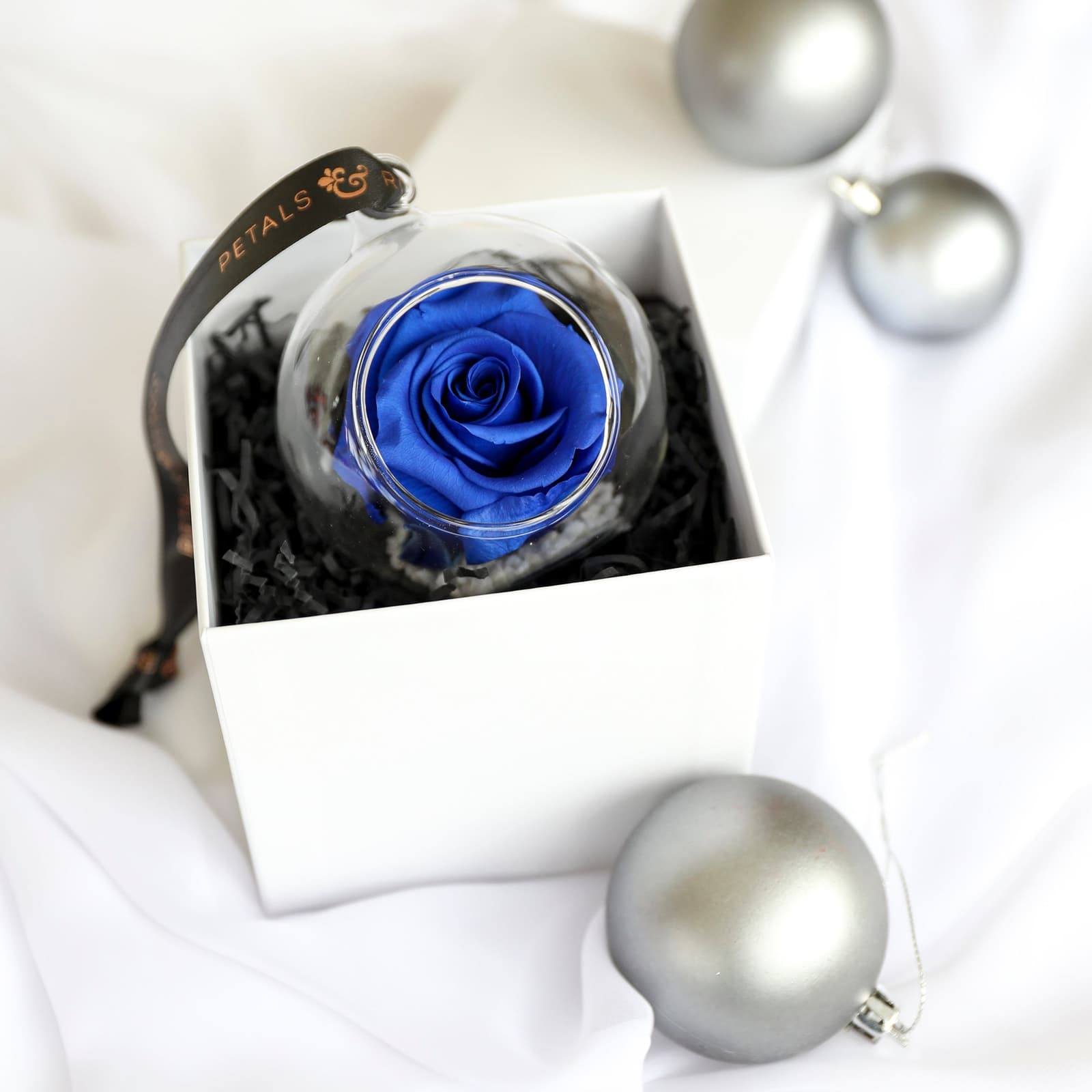 Rosa eterna azul en bola de cristal colgante, foto 6