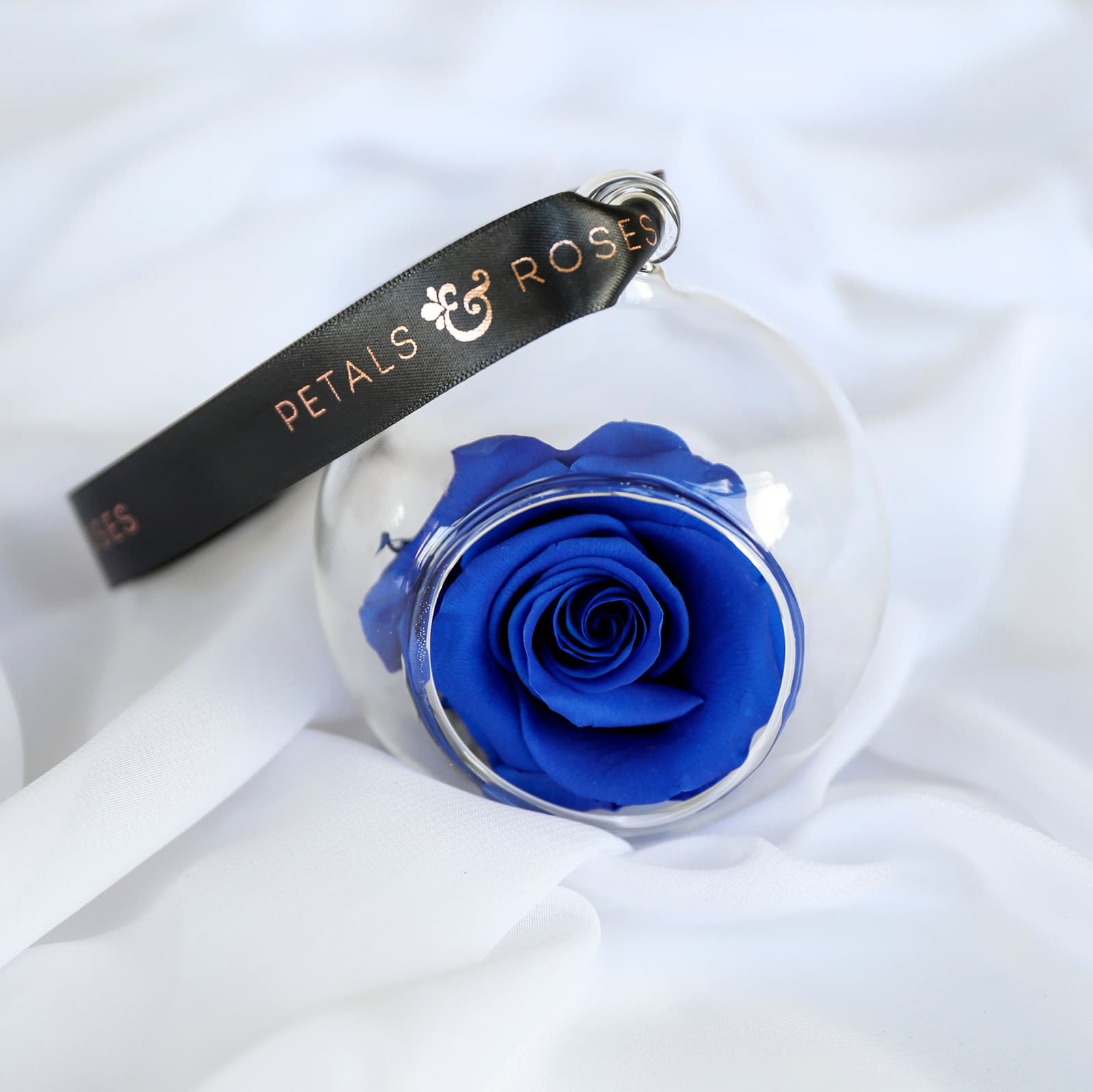 Rosa eterna azul en bola de cristal colgante, foto 3