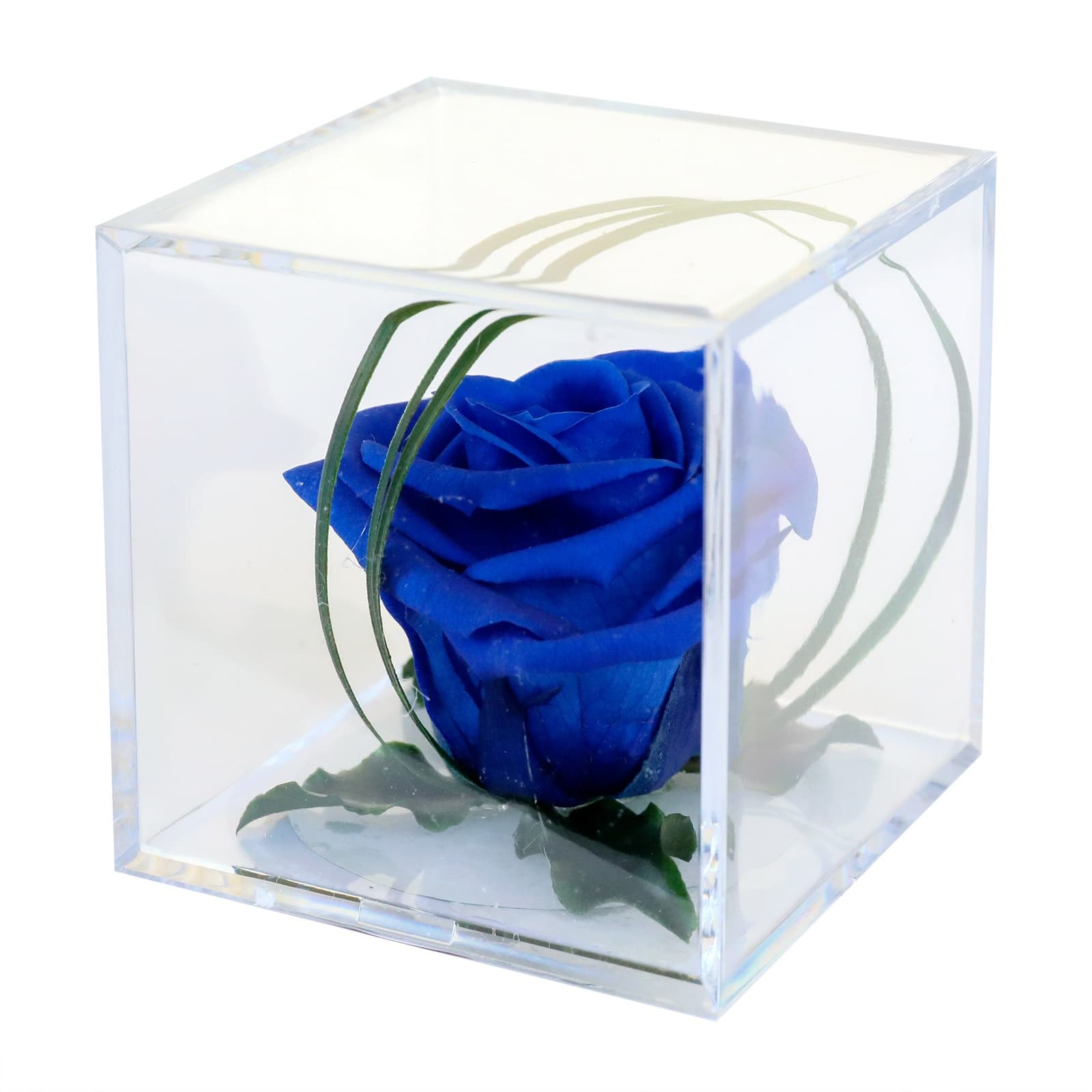 Cubo con Rosa Eterna Azul Real, foto 2