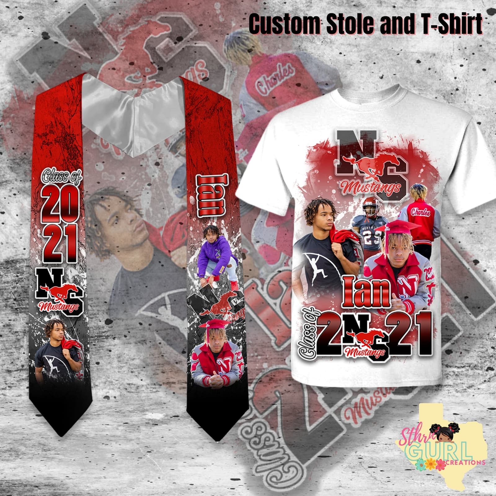 Estola de graduación y camiseta a juego personalizadas, foto 3