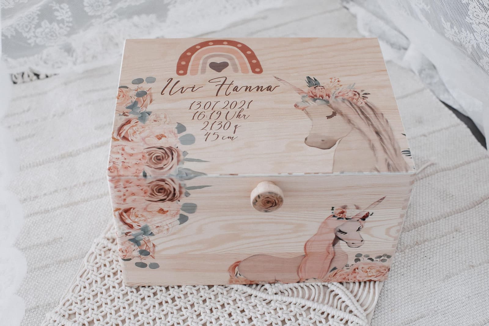 Holzkiste personalisiert UV Druck