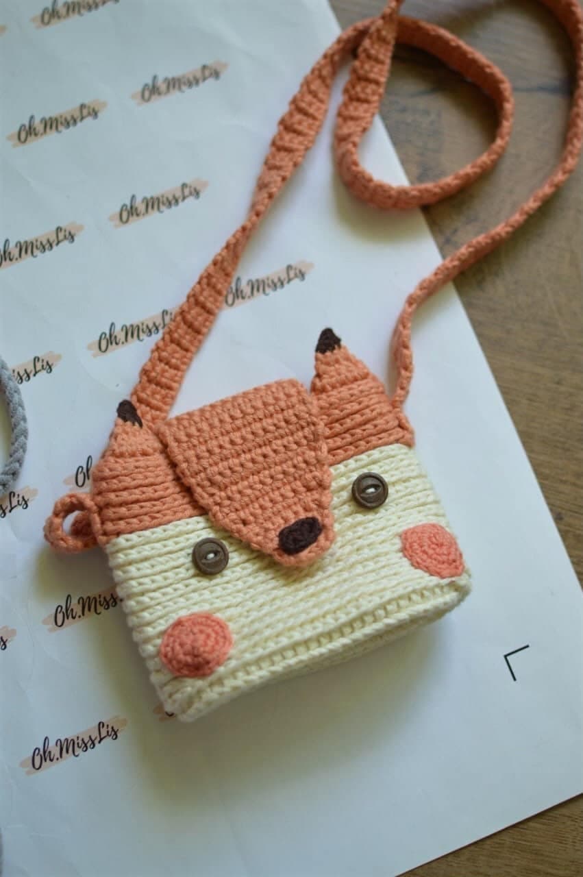 Bolso de ganchillo con diseño de zorro para cámara Instax, foto 6