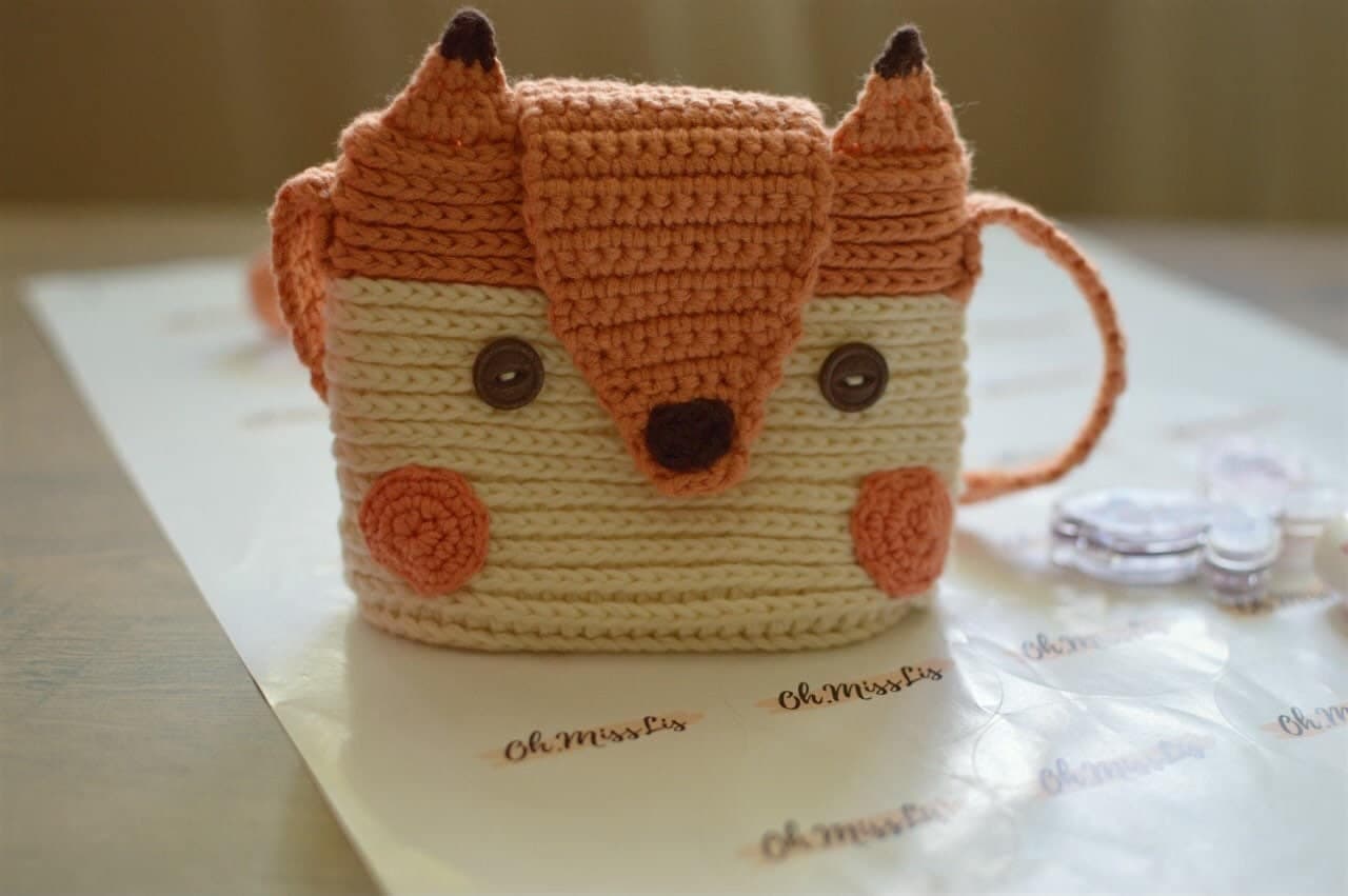 Bolso de ganchillo con diseño de zorro para cámara Instax, foto 7