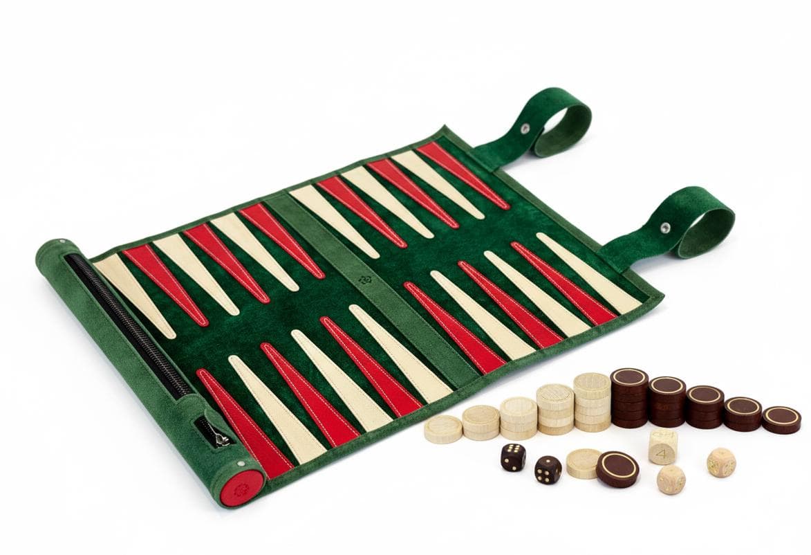 Backgammon de viaje enrollable de cuero, foto 3