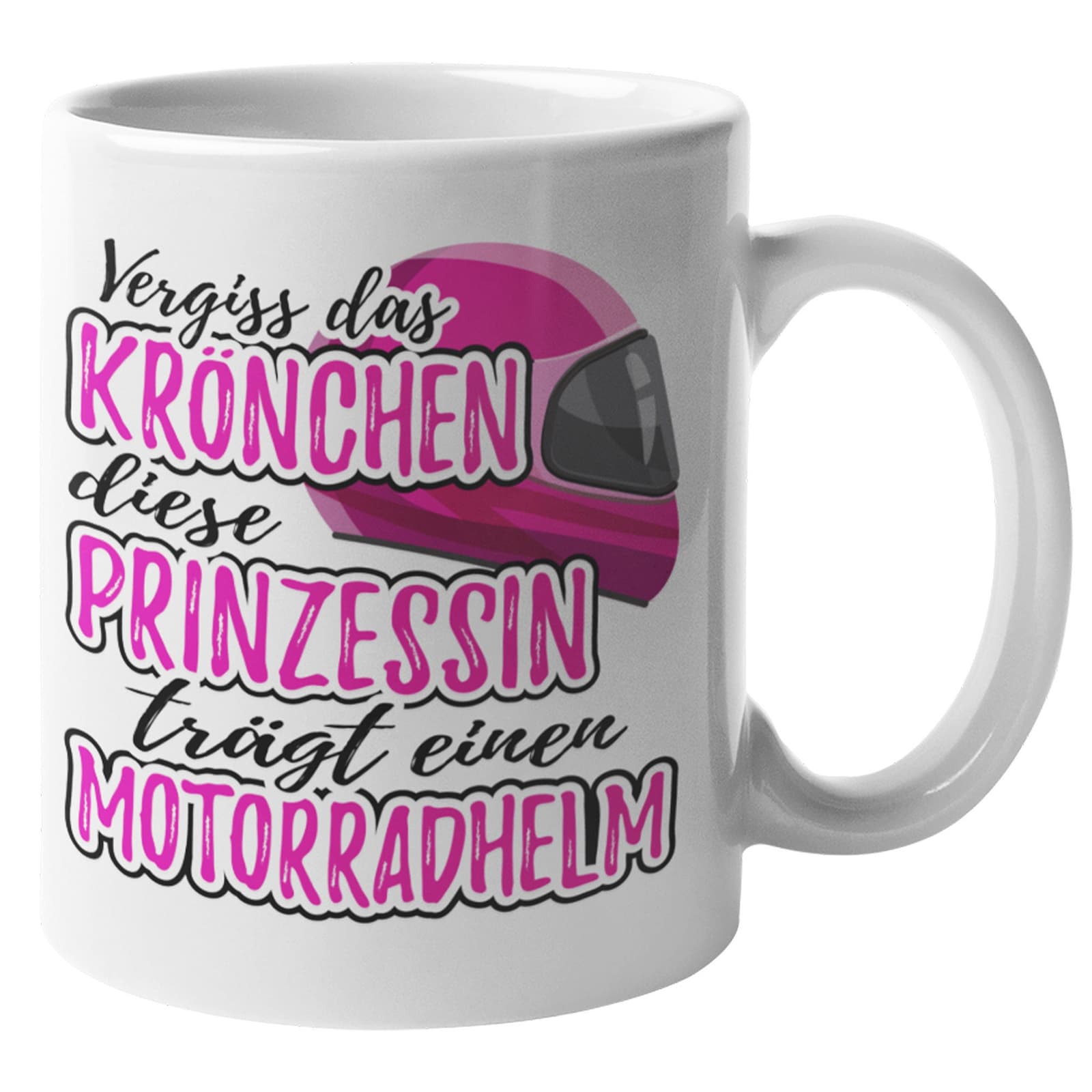 Taza para motera con frase de princesa con casco