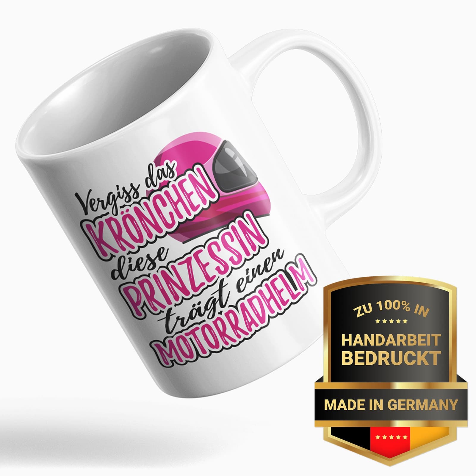 Taza para motera con frase de princesa con casco, foto 2