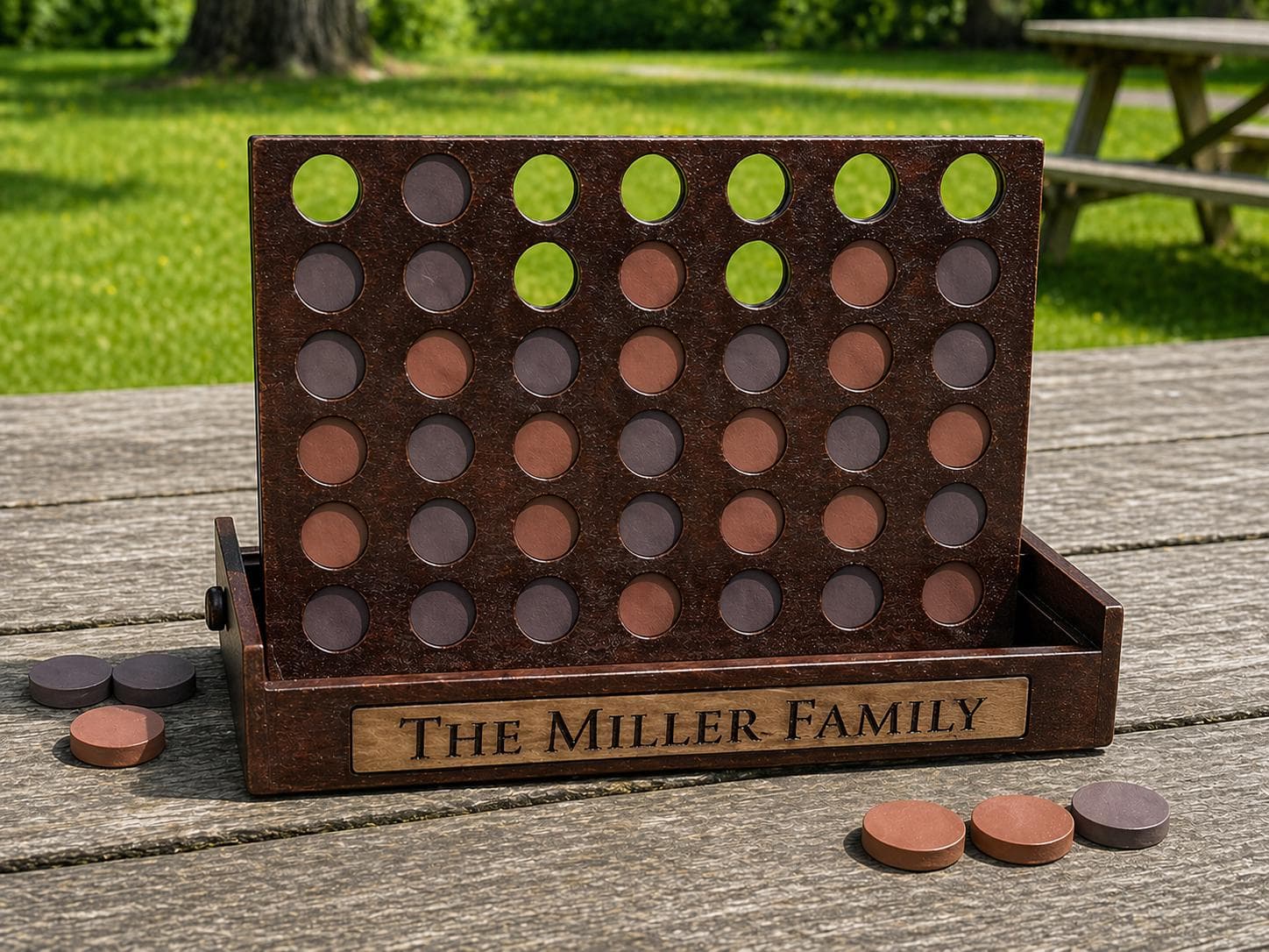 Juego de 4 en raya de madera personalizado