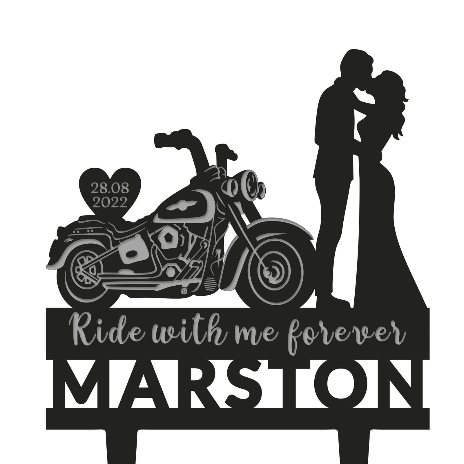 Topper de tarta de boda de pareja motera, foto 3
