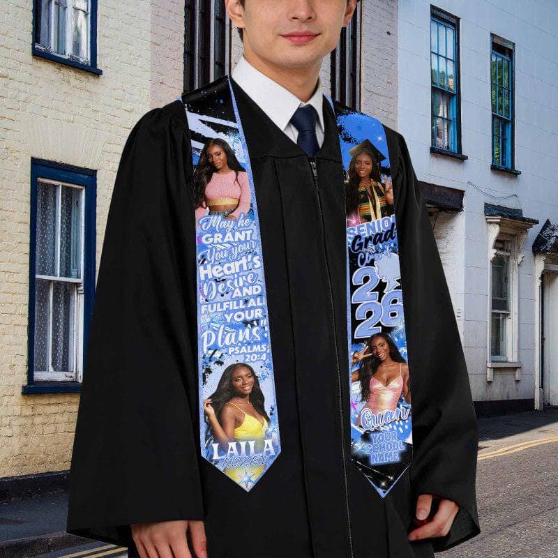 Estola de graduación personalizada con nombre y fotos, foto 10