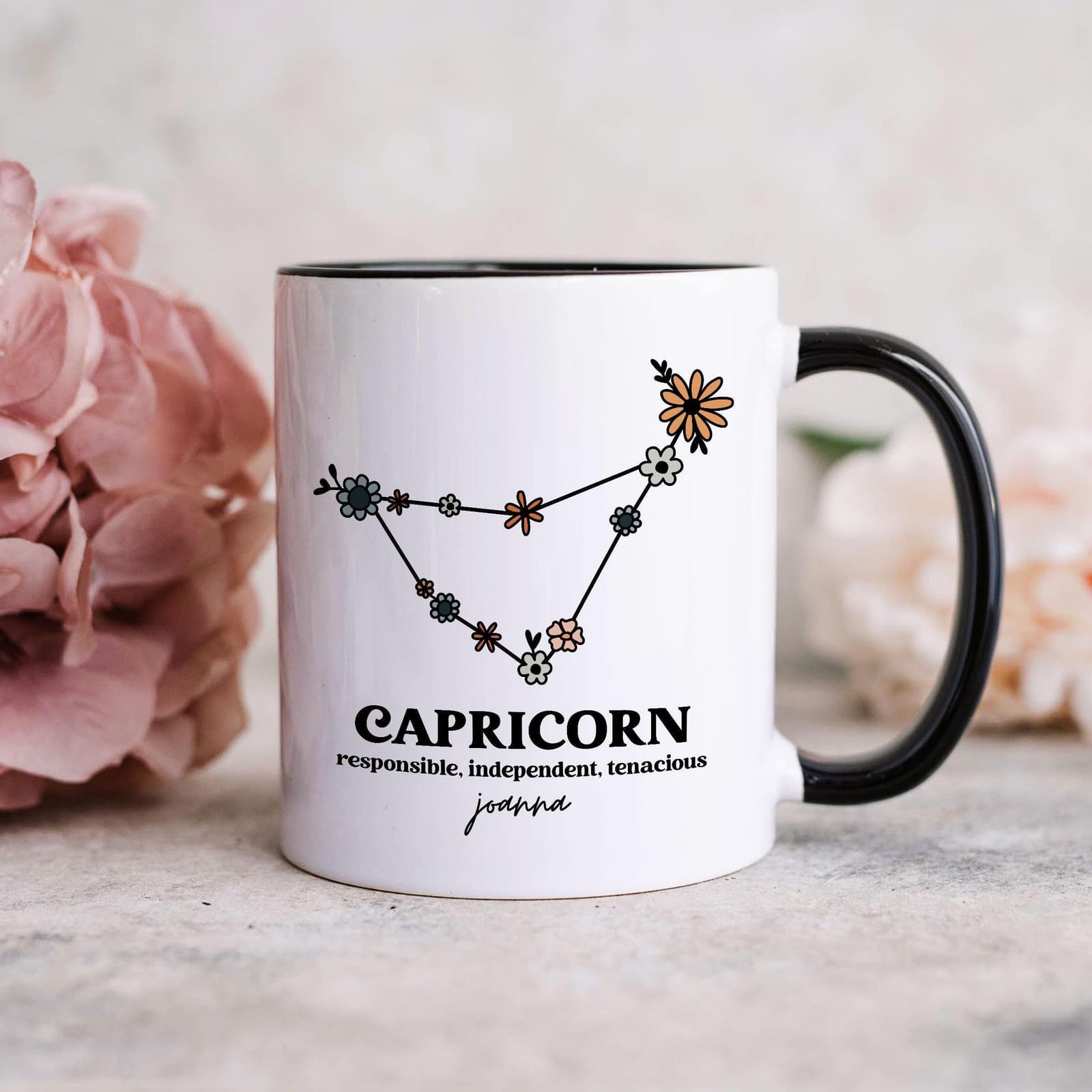 Taza personalizada de capricornio con nombre