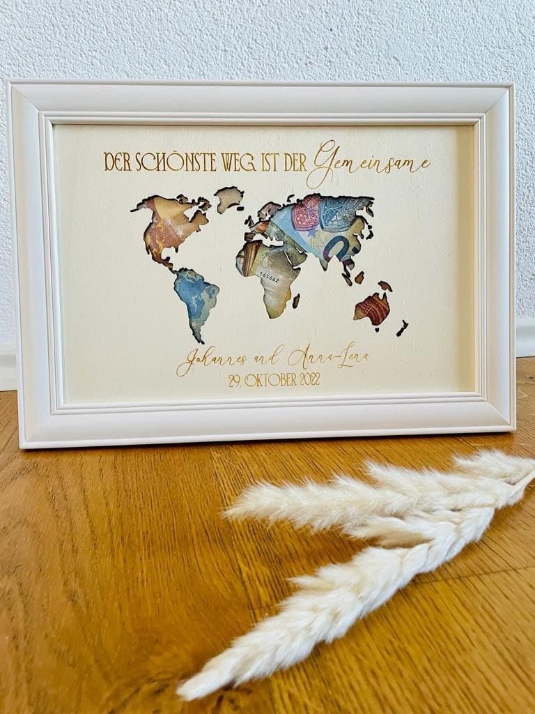 Cuadro para regalo de boda con dinero personalizado, foto 2