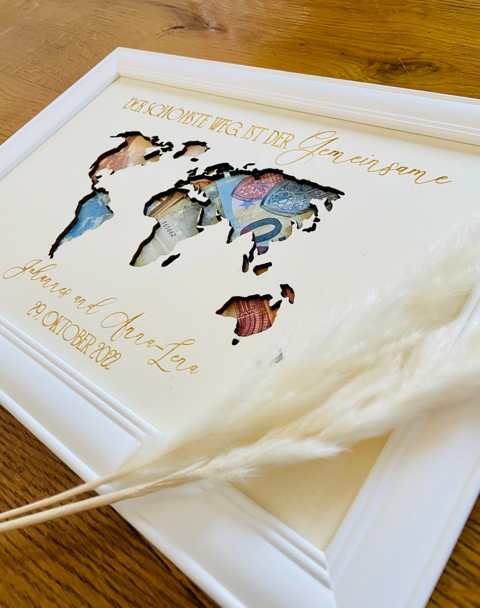 Cuadro para regalo de boda con dinero personalizado, foto 3