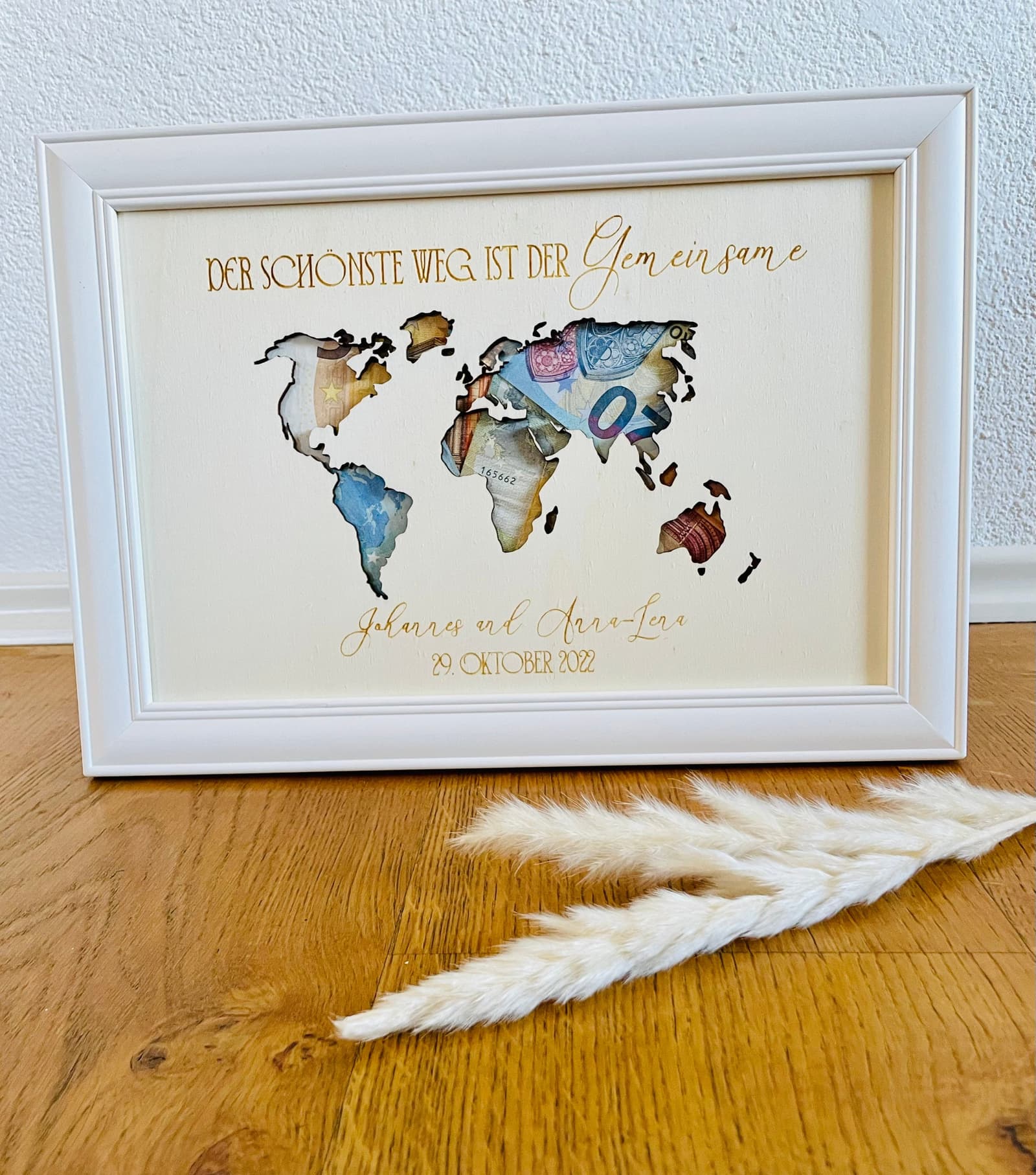 Cuadro para regalo de boda con dinero personalizado, foto 4
