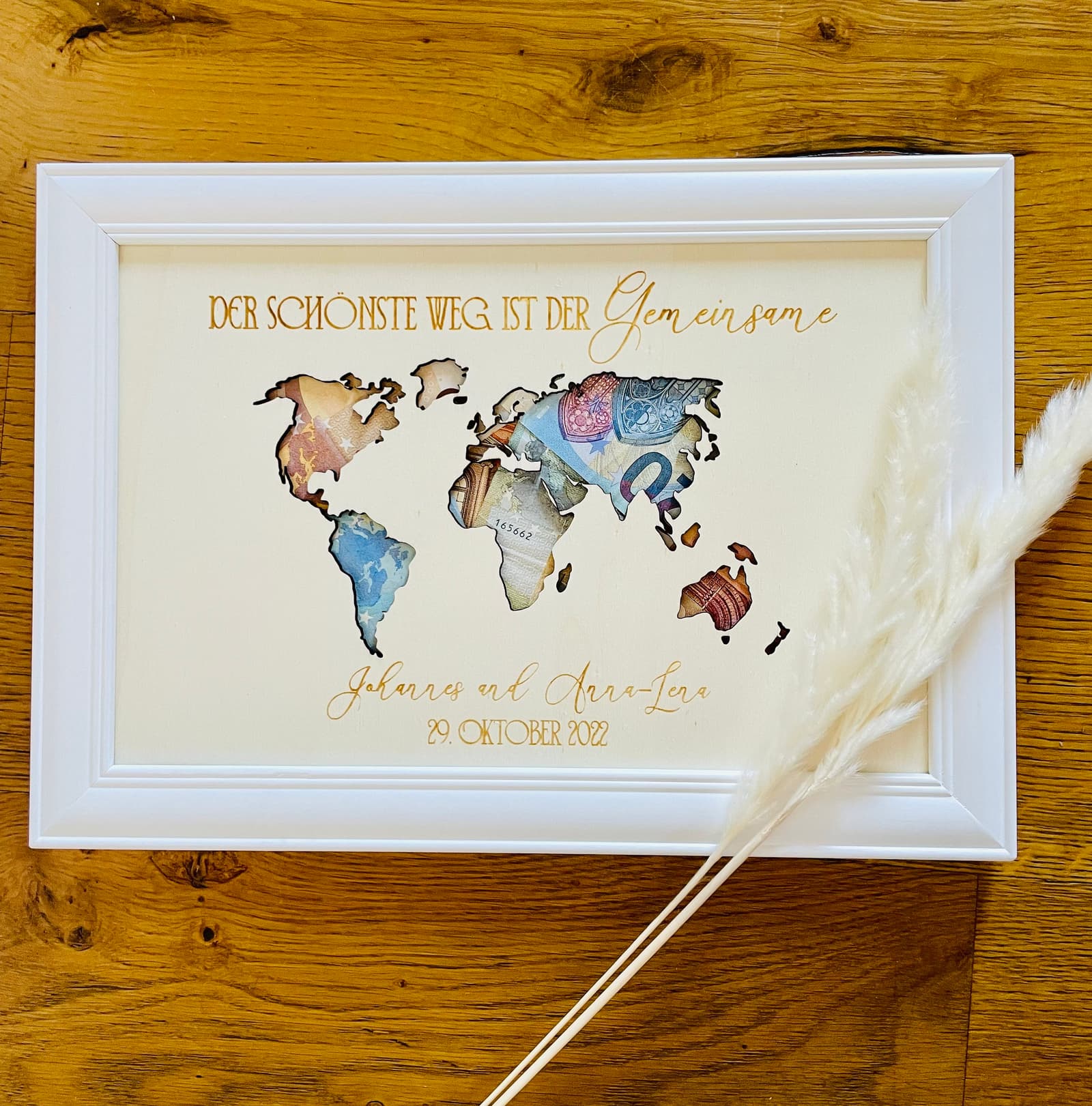 Cuadro para regalo de boda con dinero personalizado, foto 5