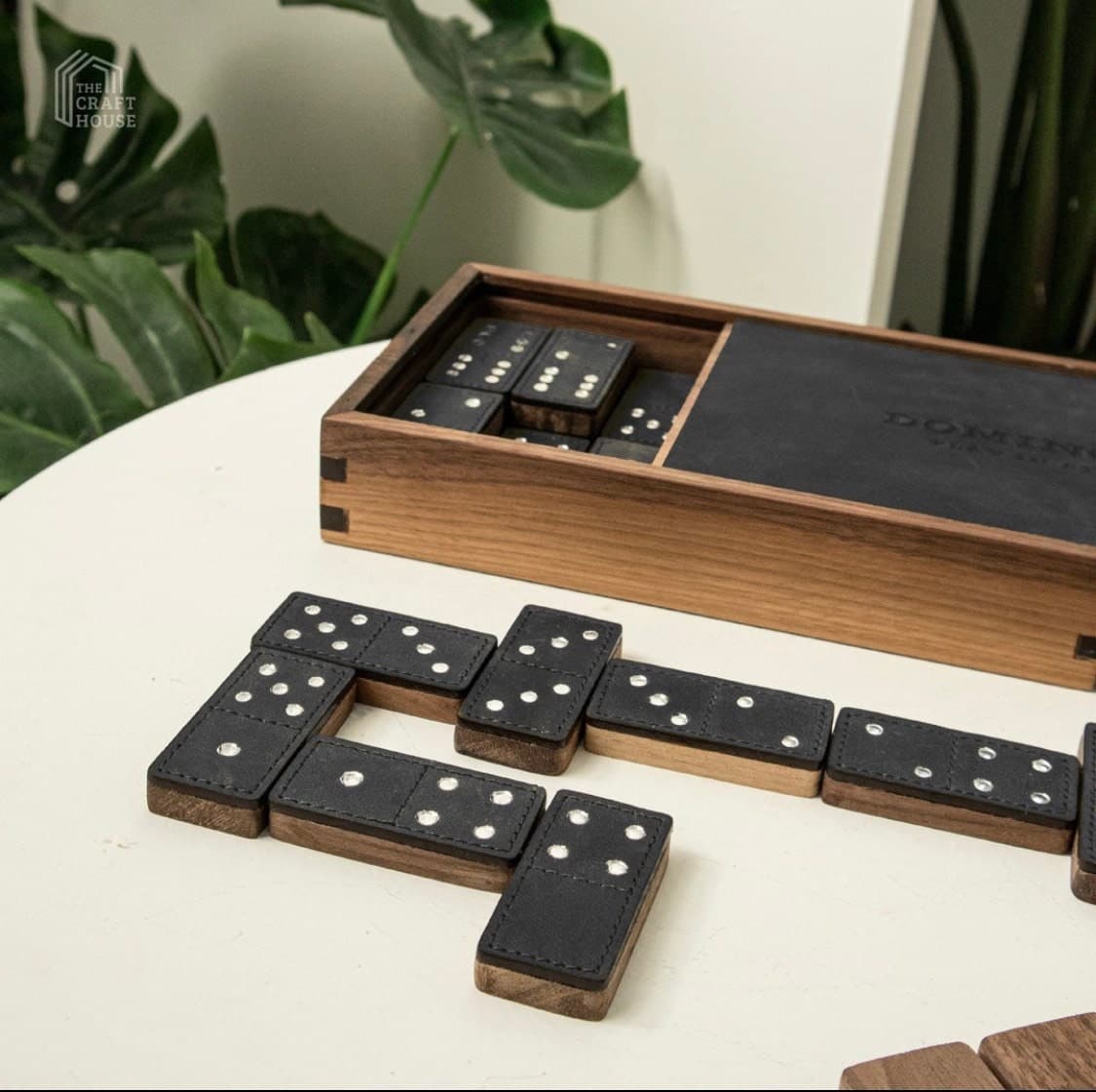 Juego de dominó de madera y cuero artesanal, foto 11