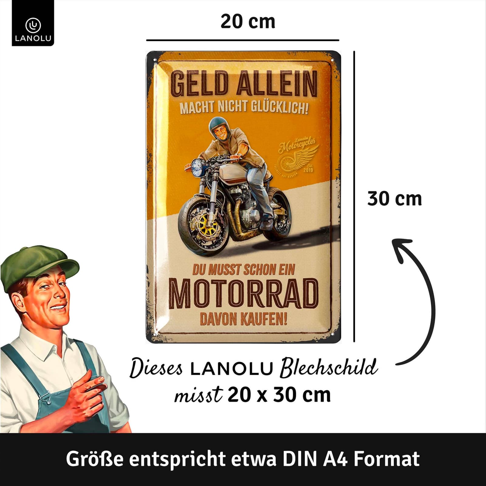 Cartel de chapa vintage para motoristas, foto 4