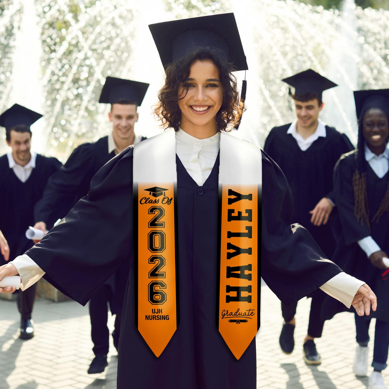 Estola de graduación personalizada con nombre y año, foto 4