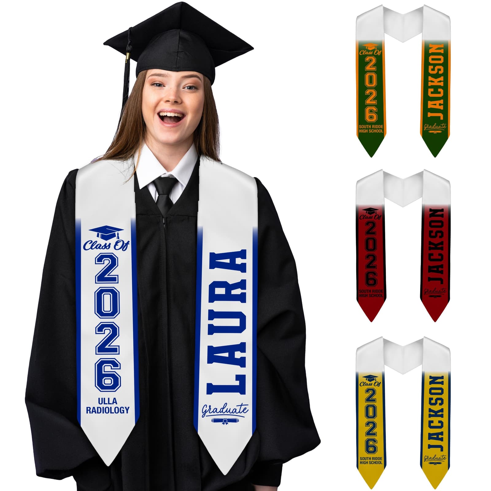 Estola de graduación personalizada con nombre y año, foto 2