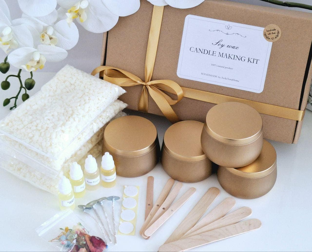 Large Candle making kit, Soy wax, DIY candle kit, Do it yourself Craft kit, Make your own candle, Craft supplies, Personalised candles