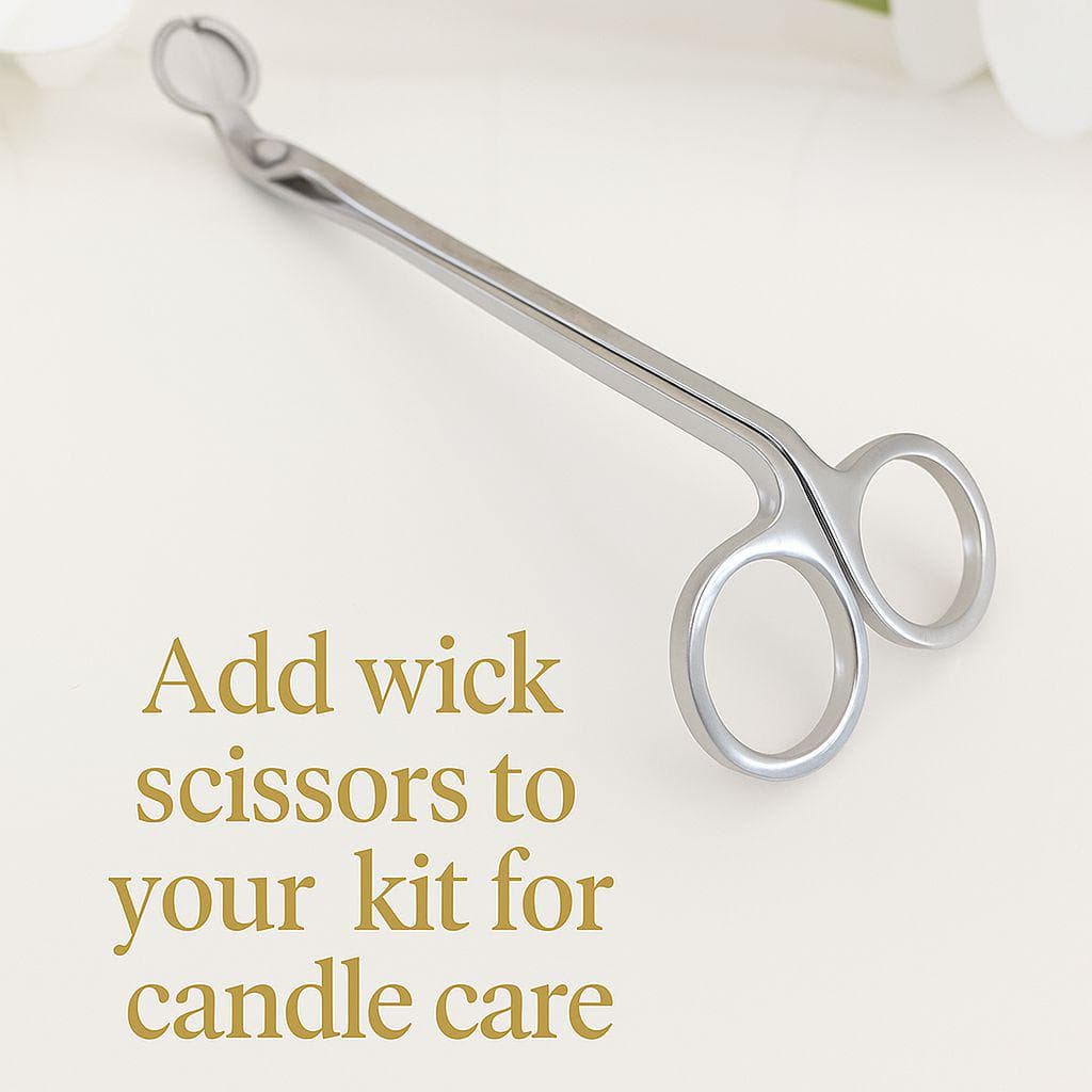 Silver wick trimmer scissors for candle care and maintenance
