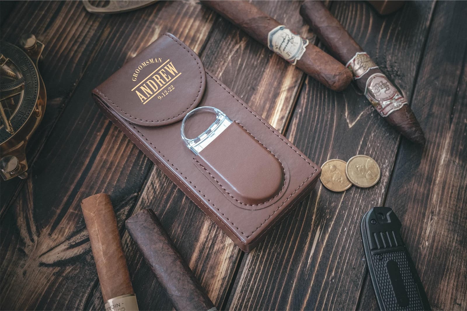 Estuche de piel para puros personalizado para regalar a un fumador, foto 10
