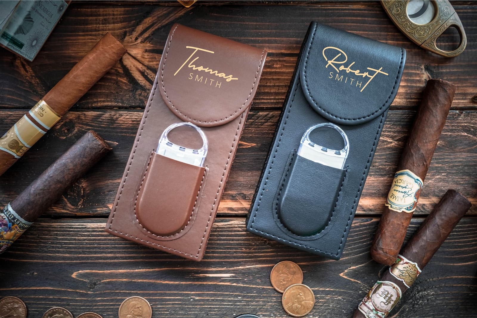 Estuche de piel para puros personalizado para regalar a un fumador, foto 8