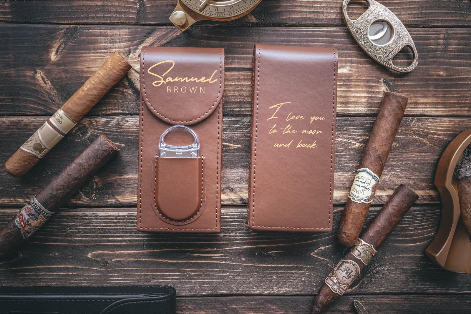 Estuche de piel para puros personalizado para regalar a un fumador, foto 7