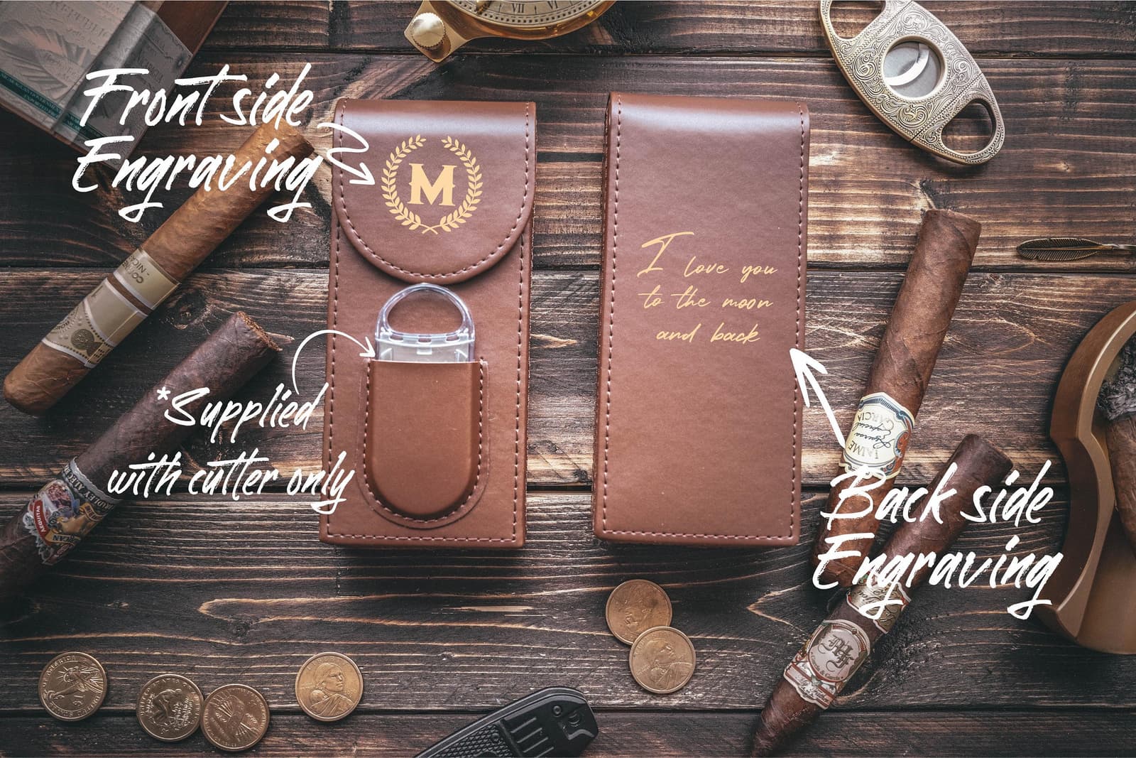 Estuche de piel para puros personalizado para regalar a un fumador, foto 4