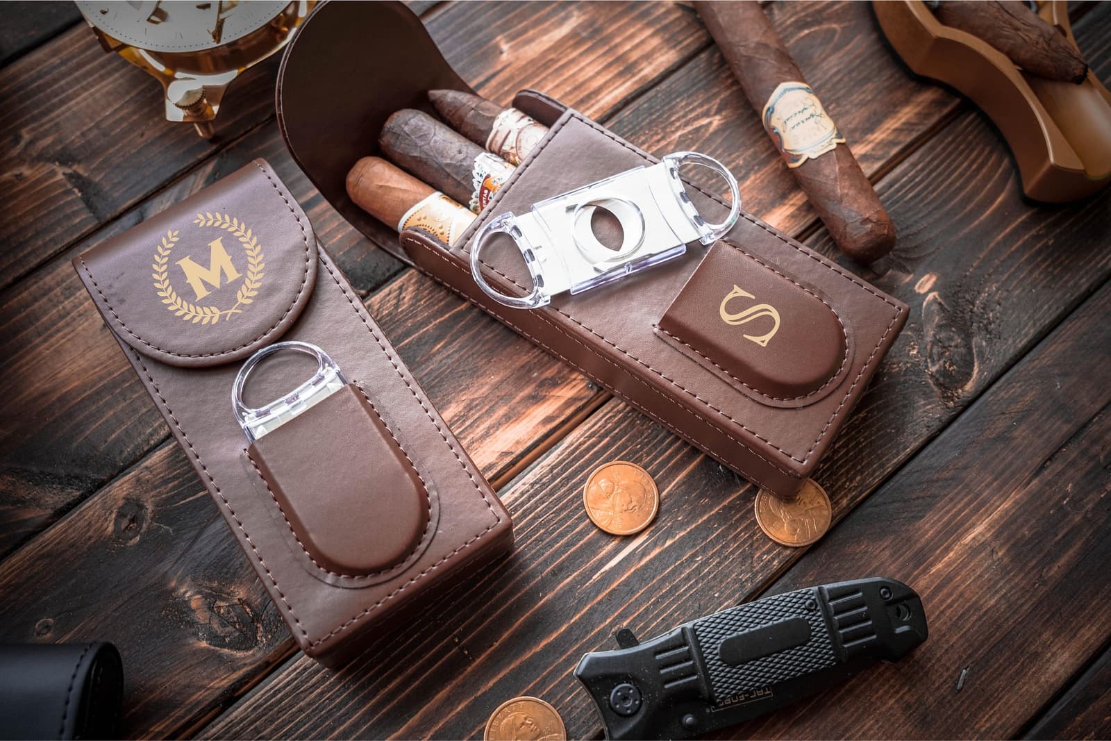 Estuche de piel para puros personalizado para regalar a un fumador, foto 6