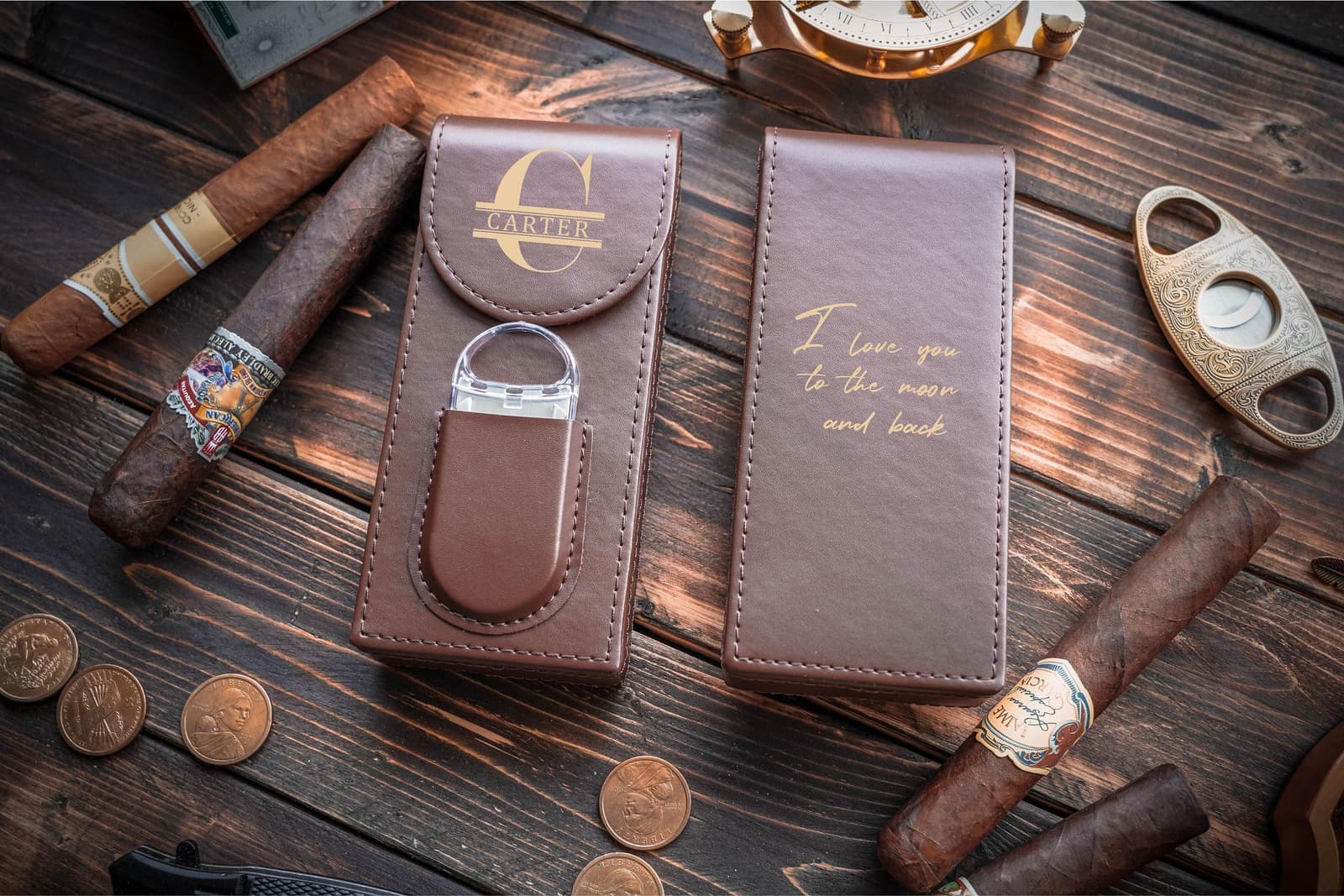 Estuche de piel para puros personalizado para regalar a un fumador, foto 9