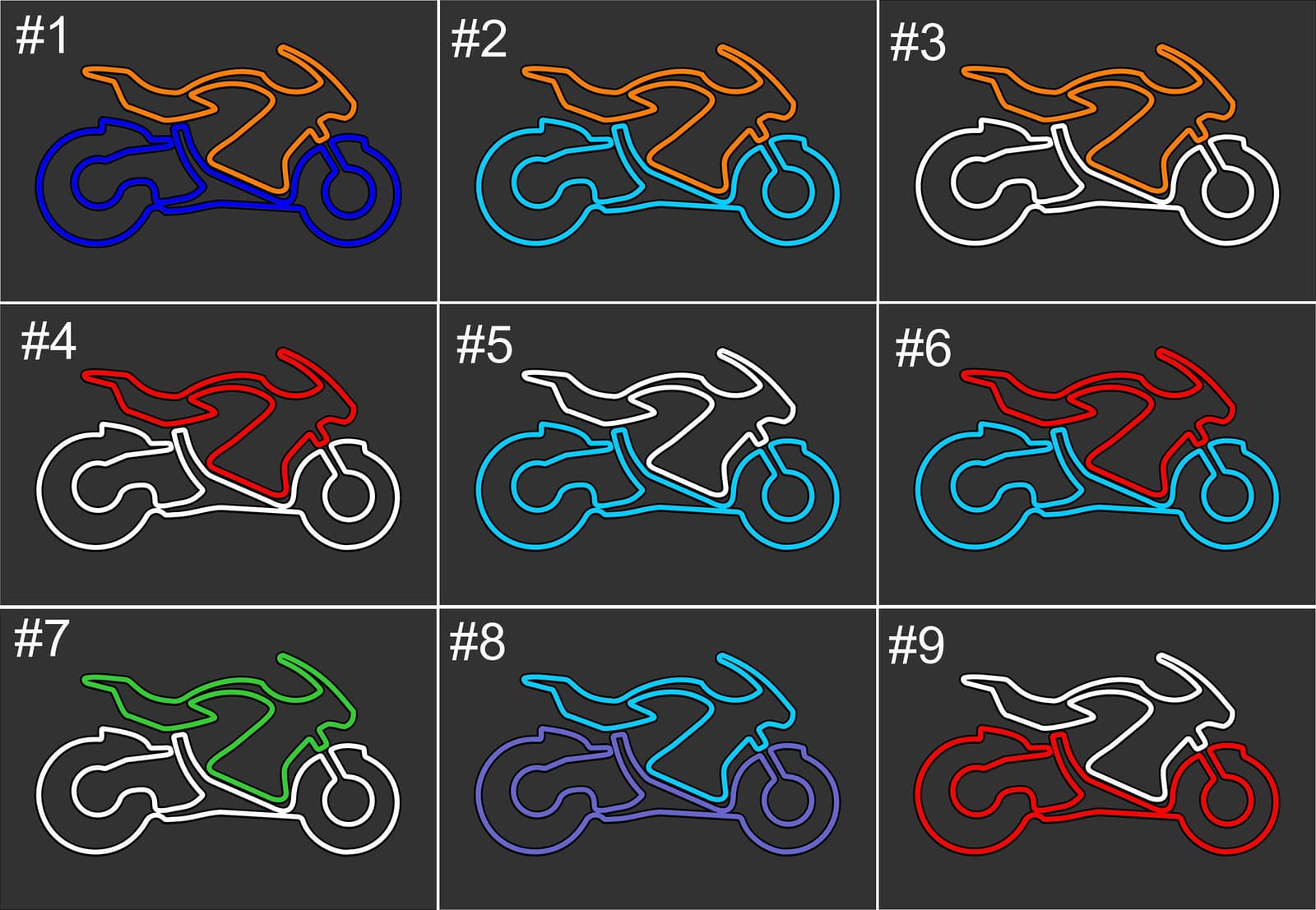 Letrero de neón con moto deportiva, foto 11